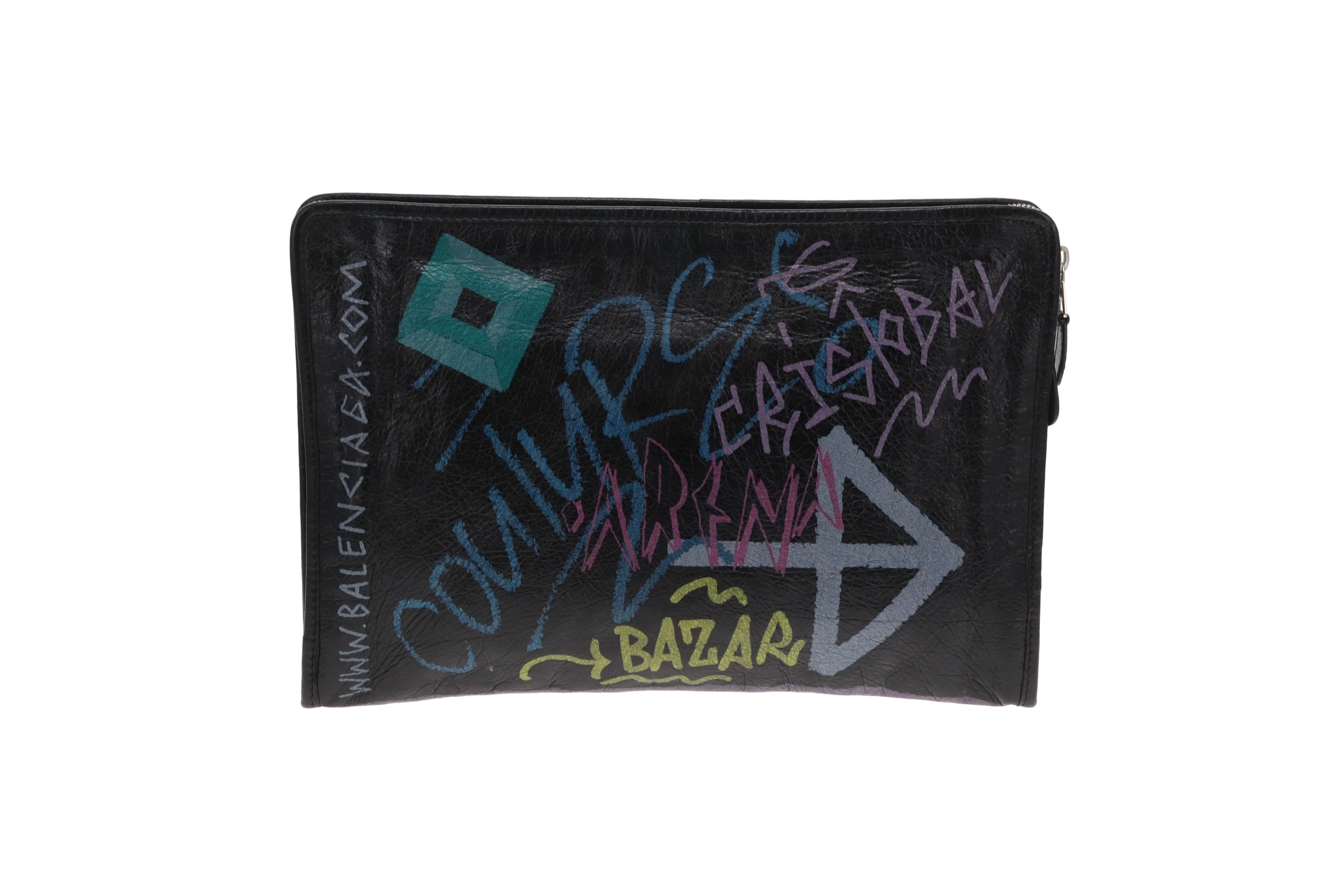 Balenciaga Bazar Graffiti Zip Pouch Leather - Image 3