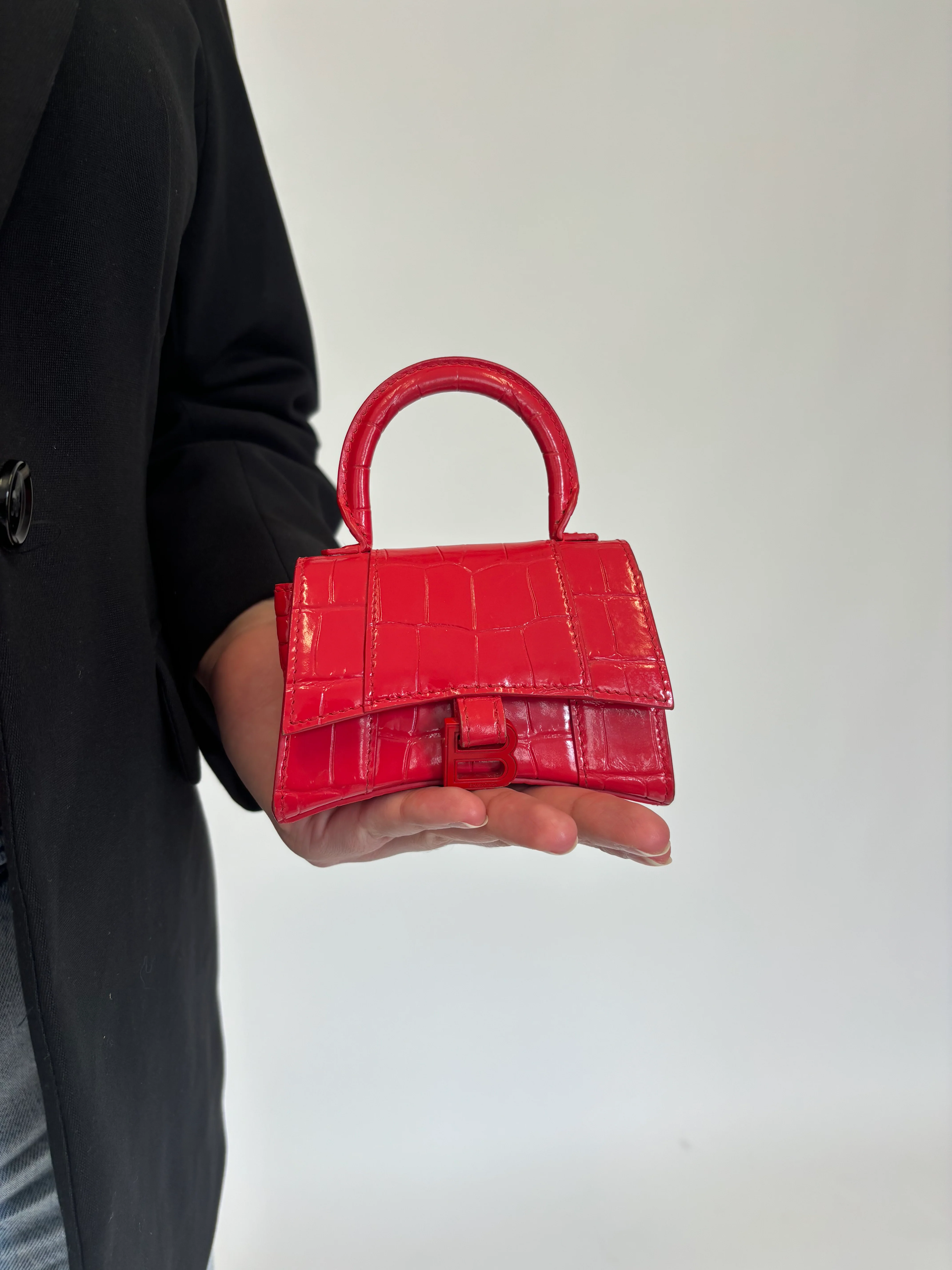Balenciaga Red Croc Embossed Mini Hourglass - Image 13