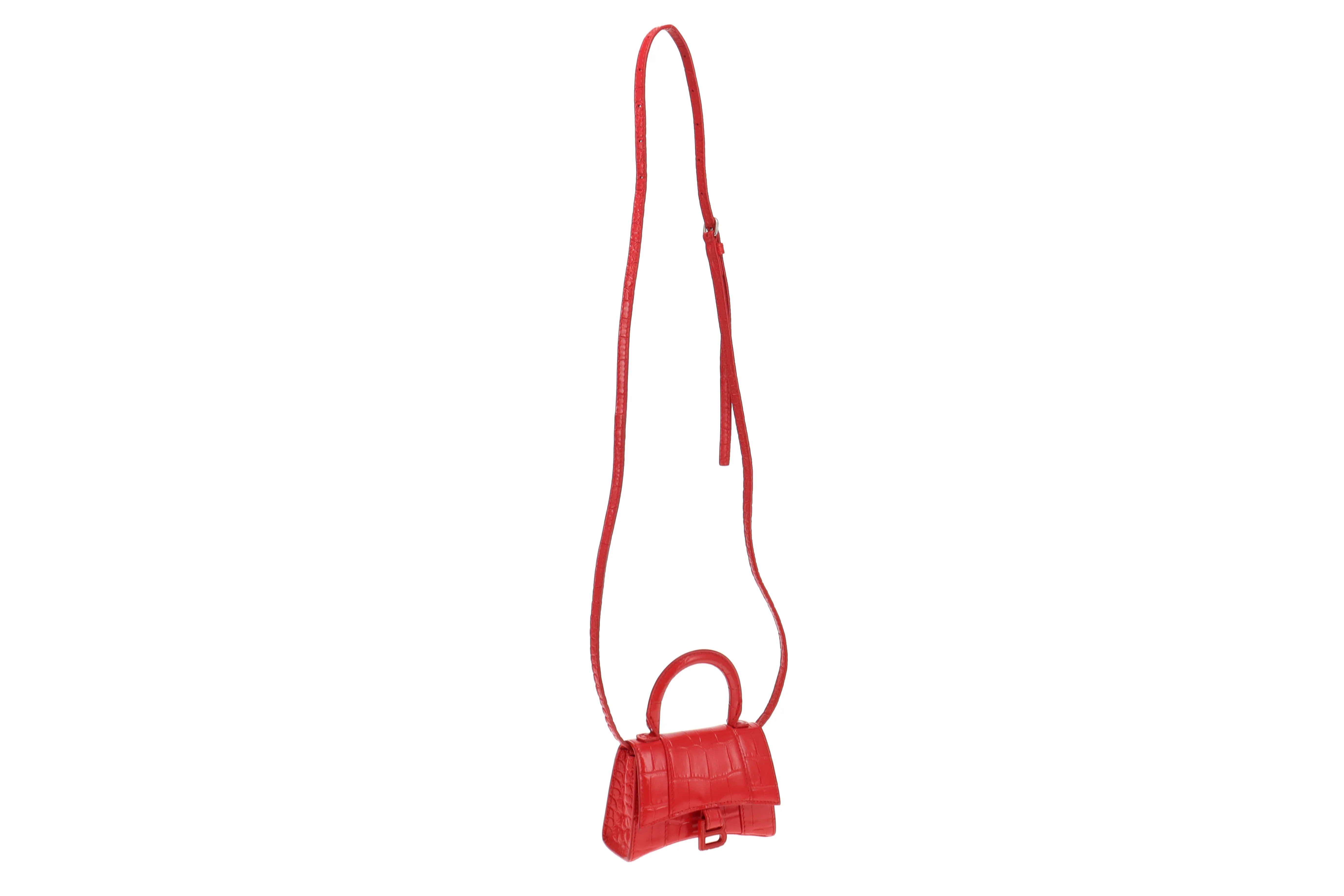 Balenciaga Red Croc Embossed Mini Hourglass - Image 5