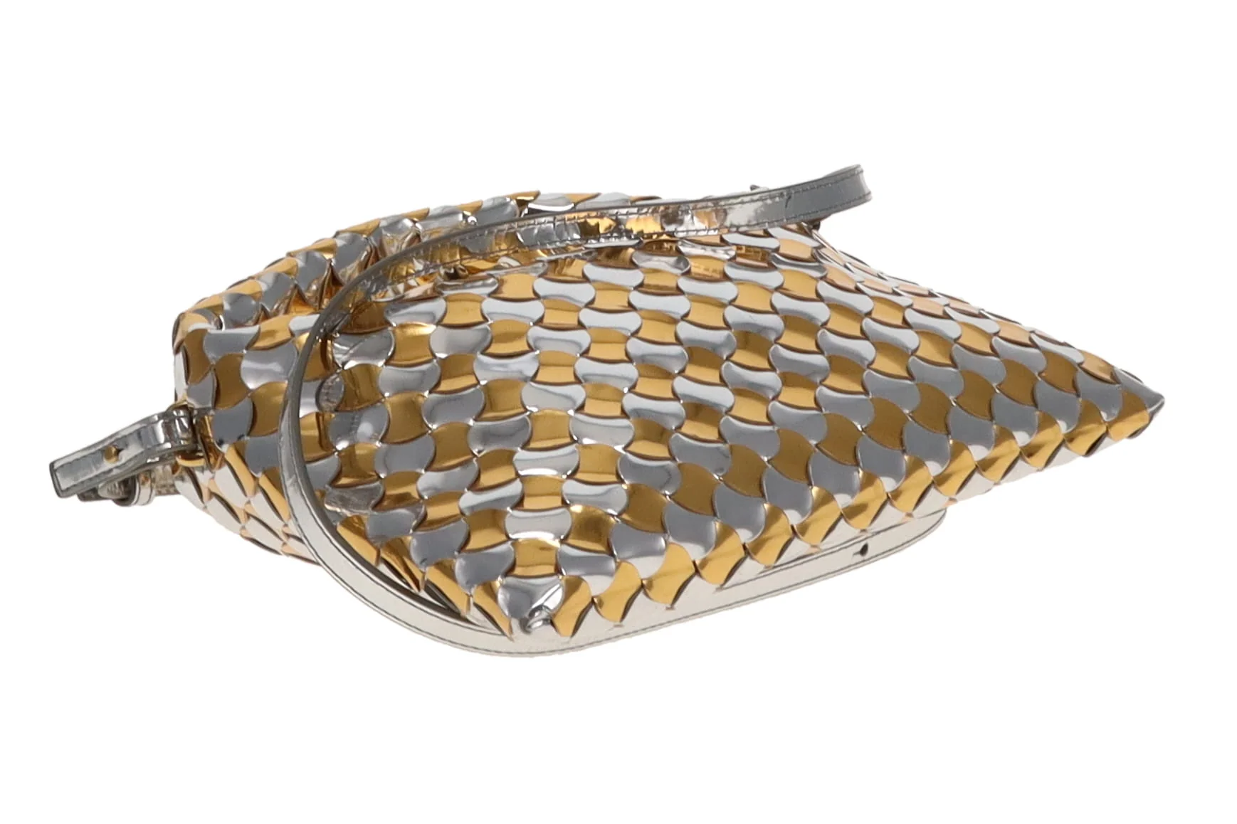 Bottega Veneta Gold /Silver Intrecciato-Woven Patent Leather Mini Hop Bag - Image 11