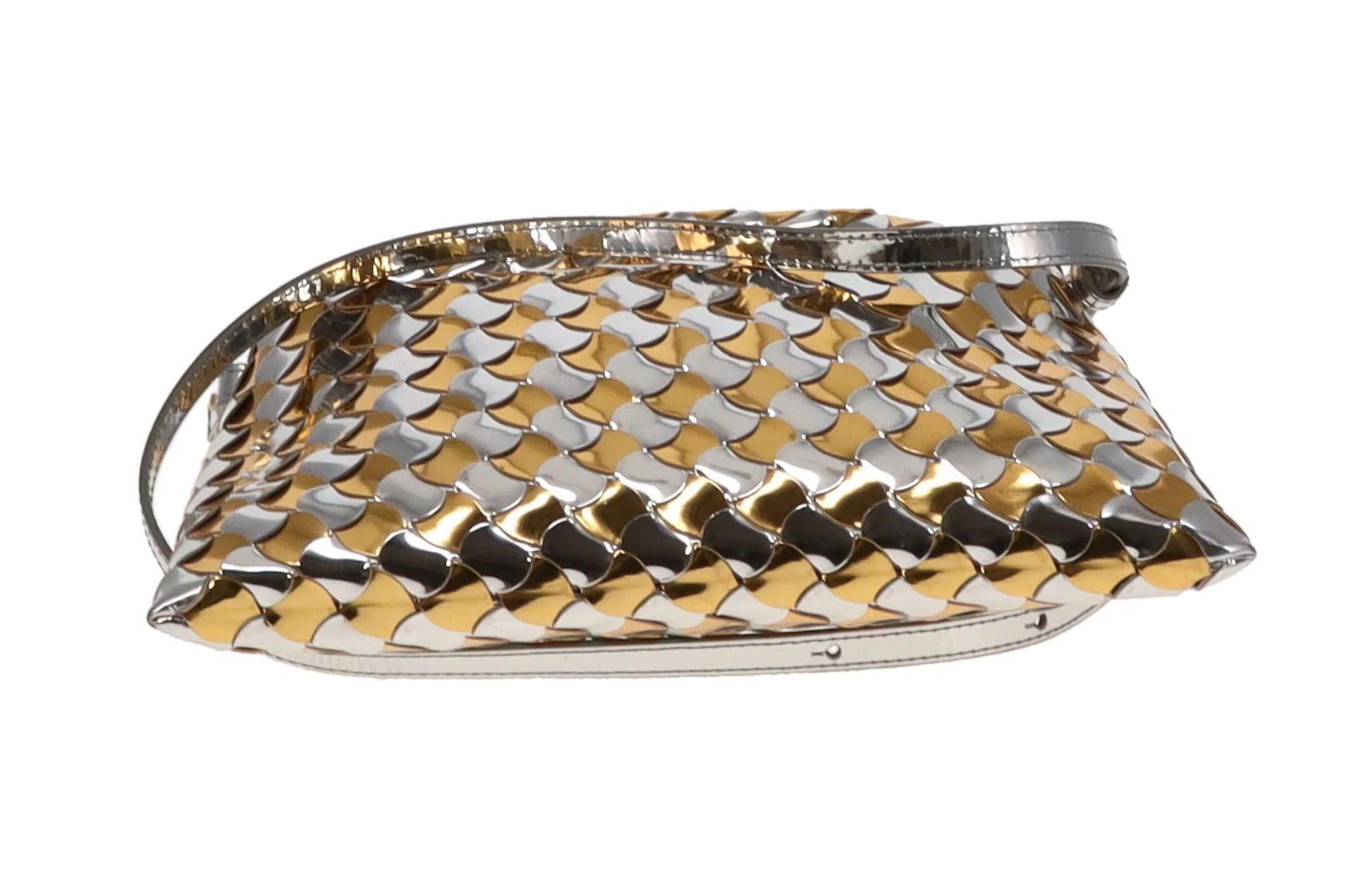 Bottega Veneta Gold /Silver Intrecciato-Woven Patent Leather Mini Hop Bag - Image 12