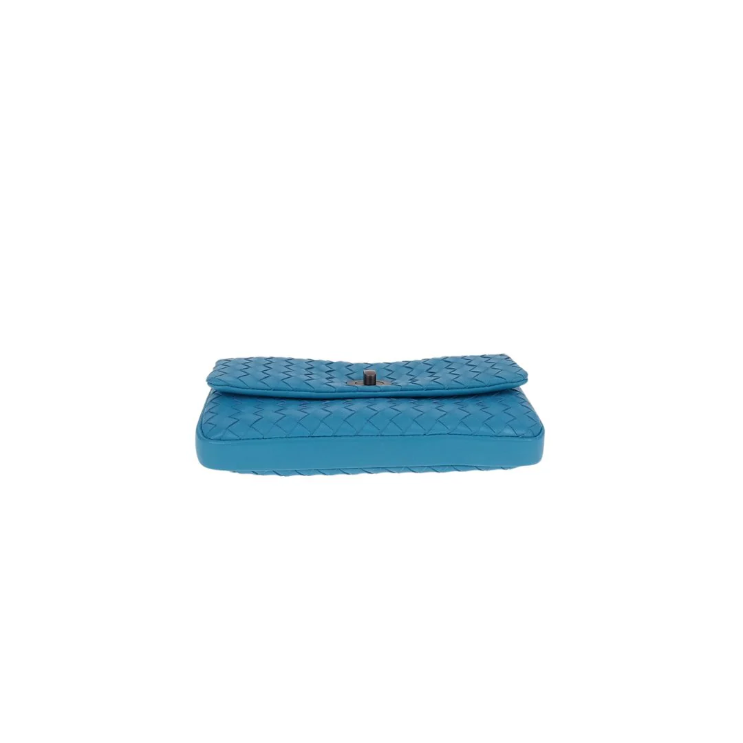 Bottega Veneta Turquoise Intrecciato Clutch - Image 7