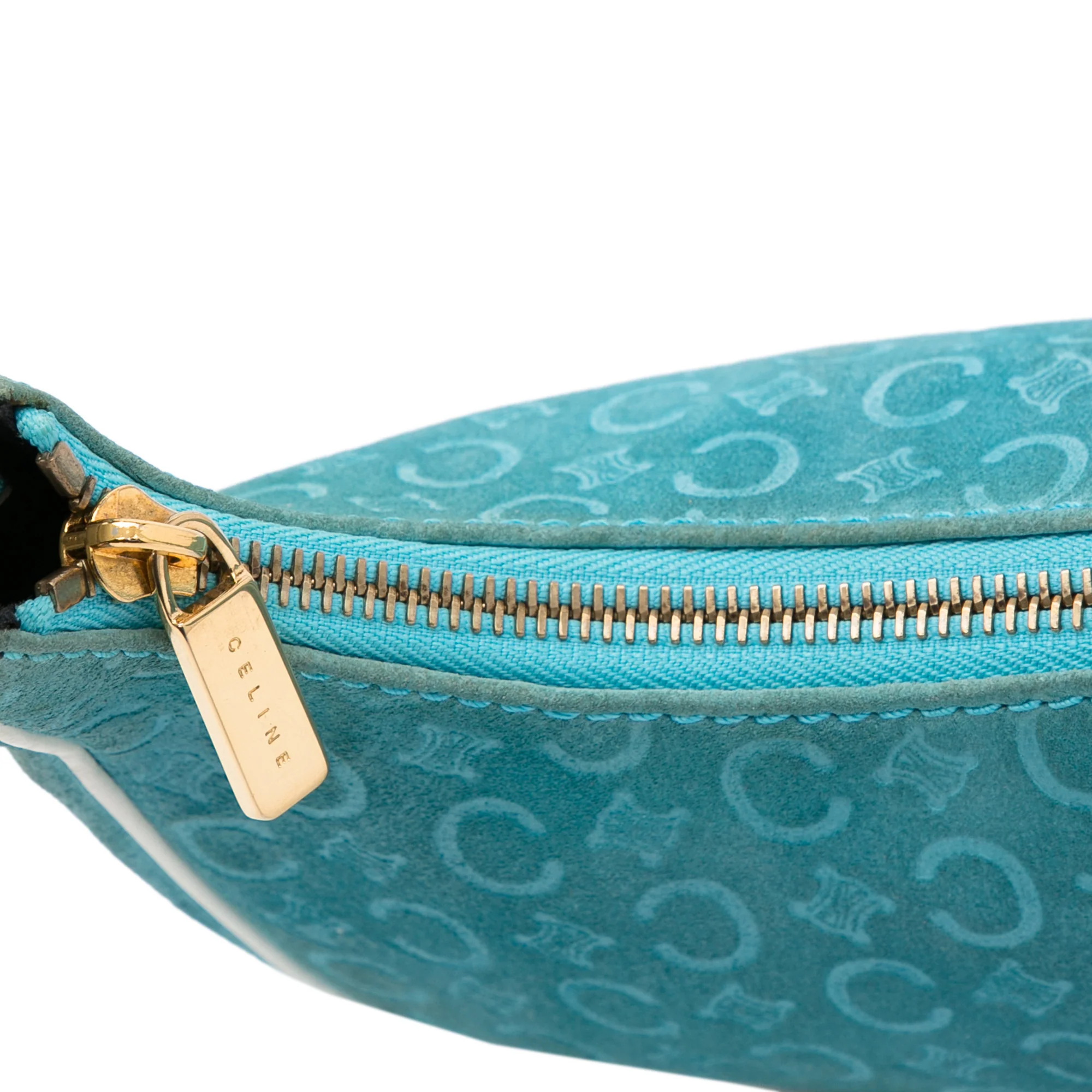 Celine Blue Suede and White Leather Trim C Macadam Vintage Hobo Bag - Image 10