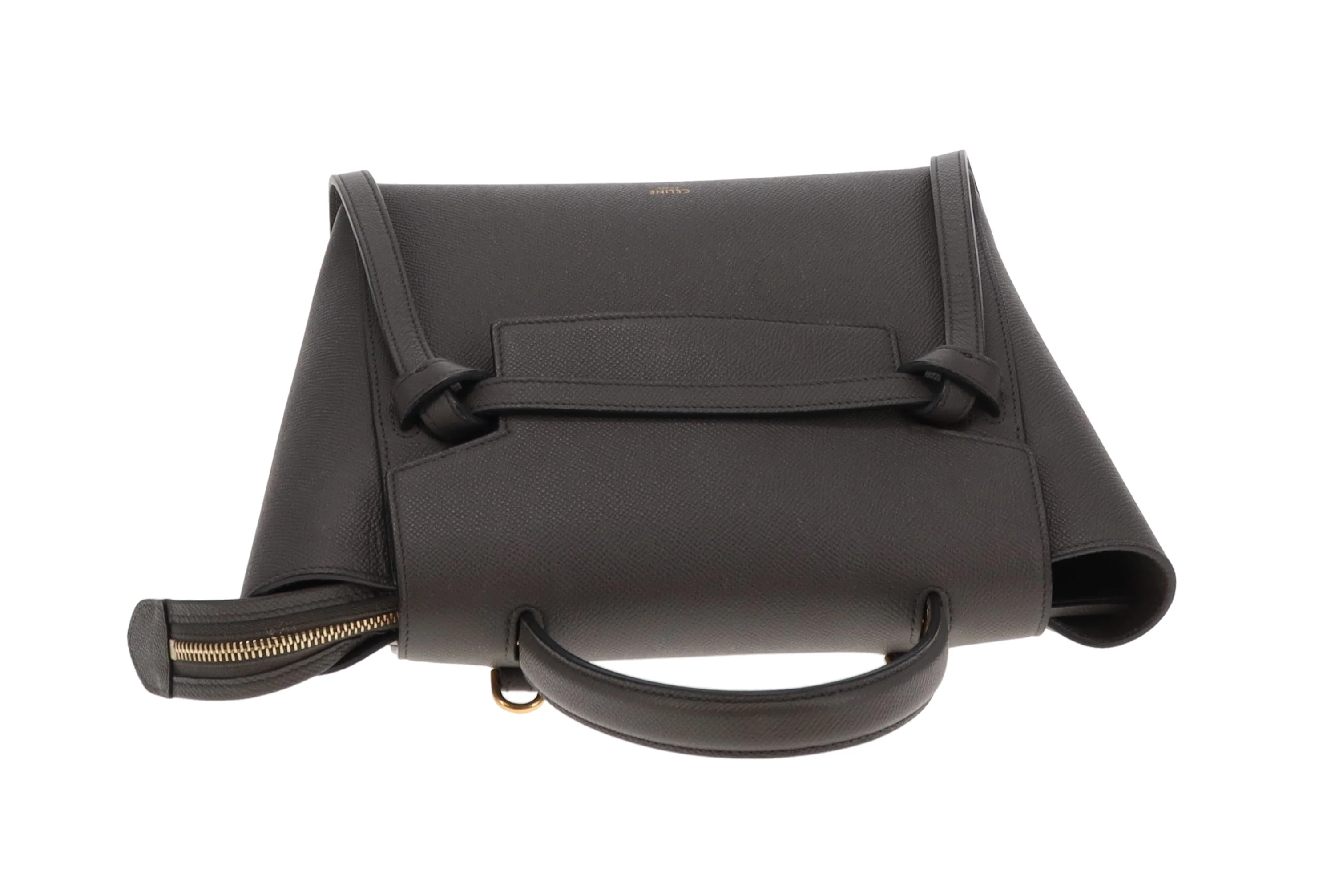 Celine Belt Bag Micro Grey Grained Calfskin 2022 (Includes added Celine Logo Strap) - Image 11
