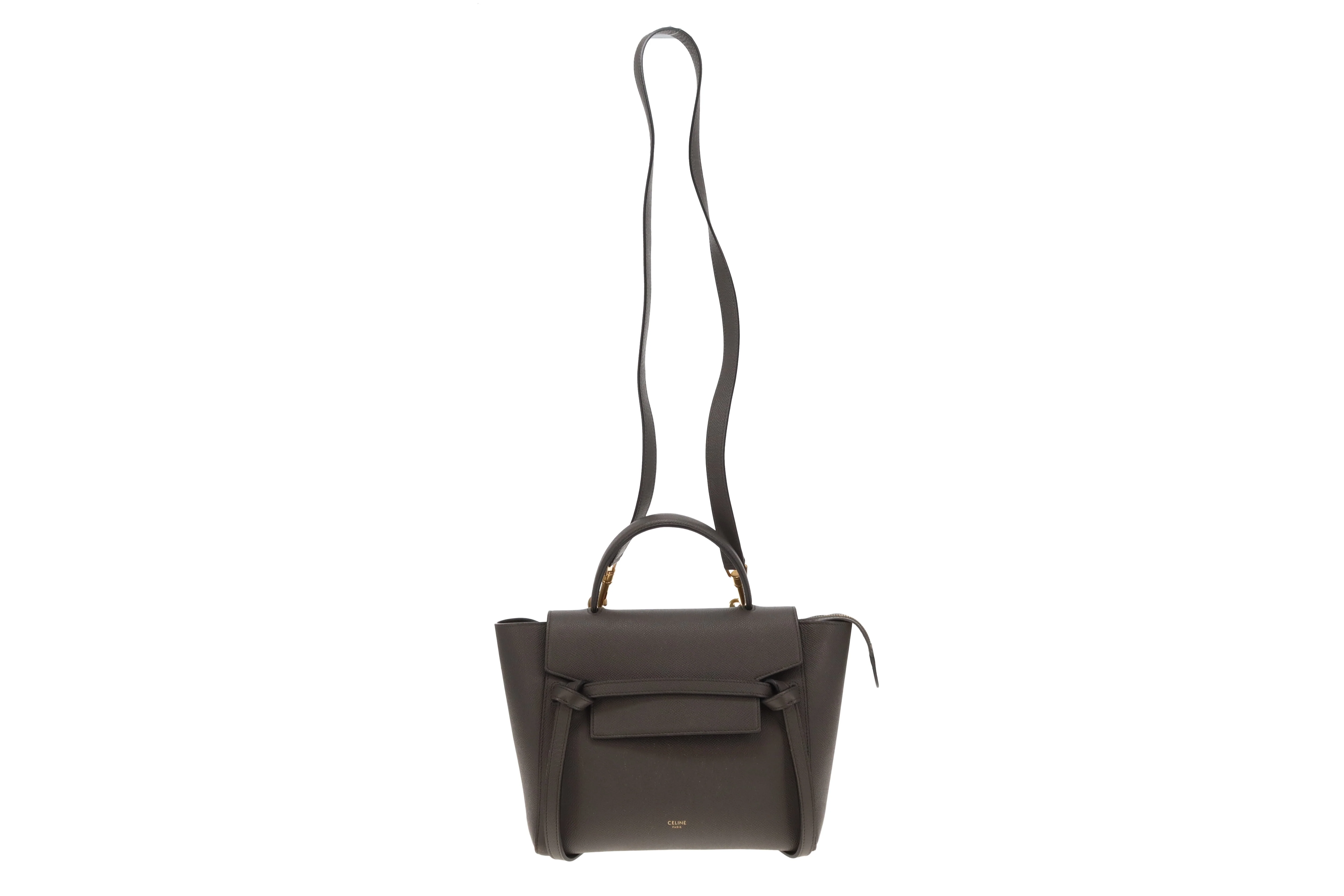 Celine Belt Bag Micro Grey Grained Calfskin 2022 (Includes added Celine Logo Strap) - Image 4
