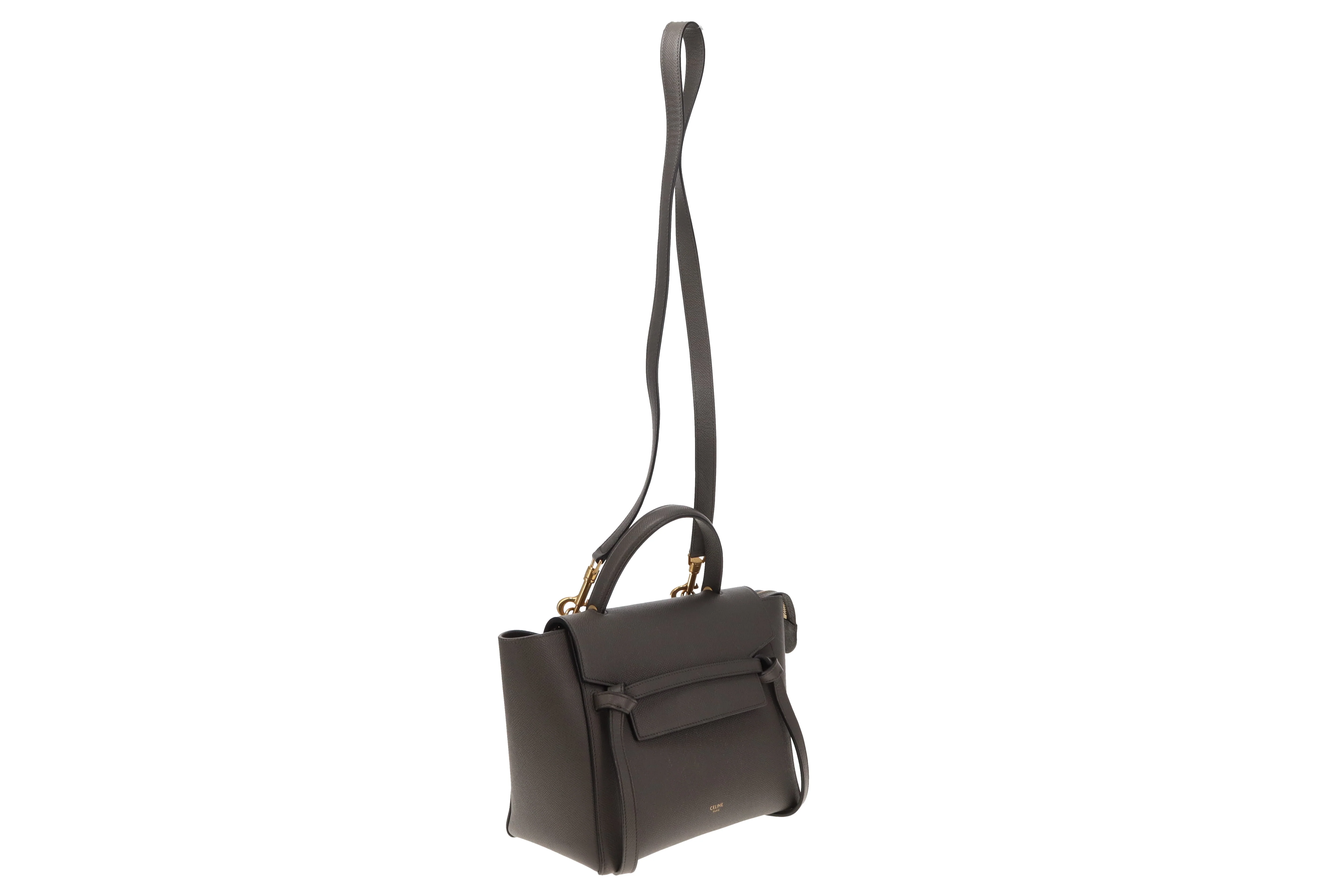 Celine Belt Bag Micro Grey Grained Calfskin 2022 (Includes added Celine Logo Strap) - Image 7