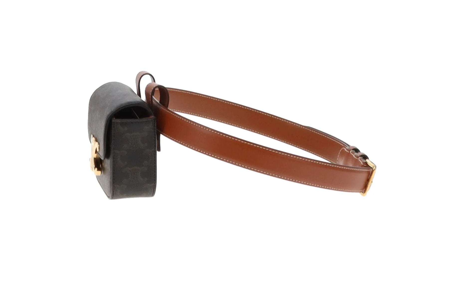 Celine Belt Bag Triomphe Belt In Triomphe Canvas & Calfskin Size 80cm Belt - Image 6