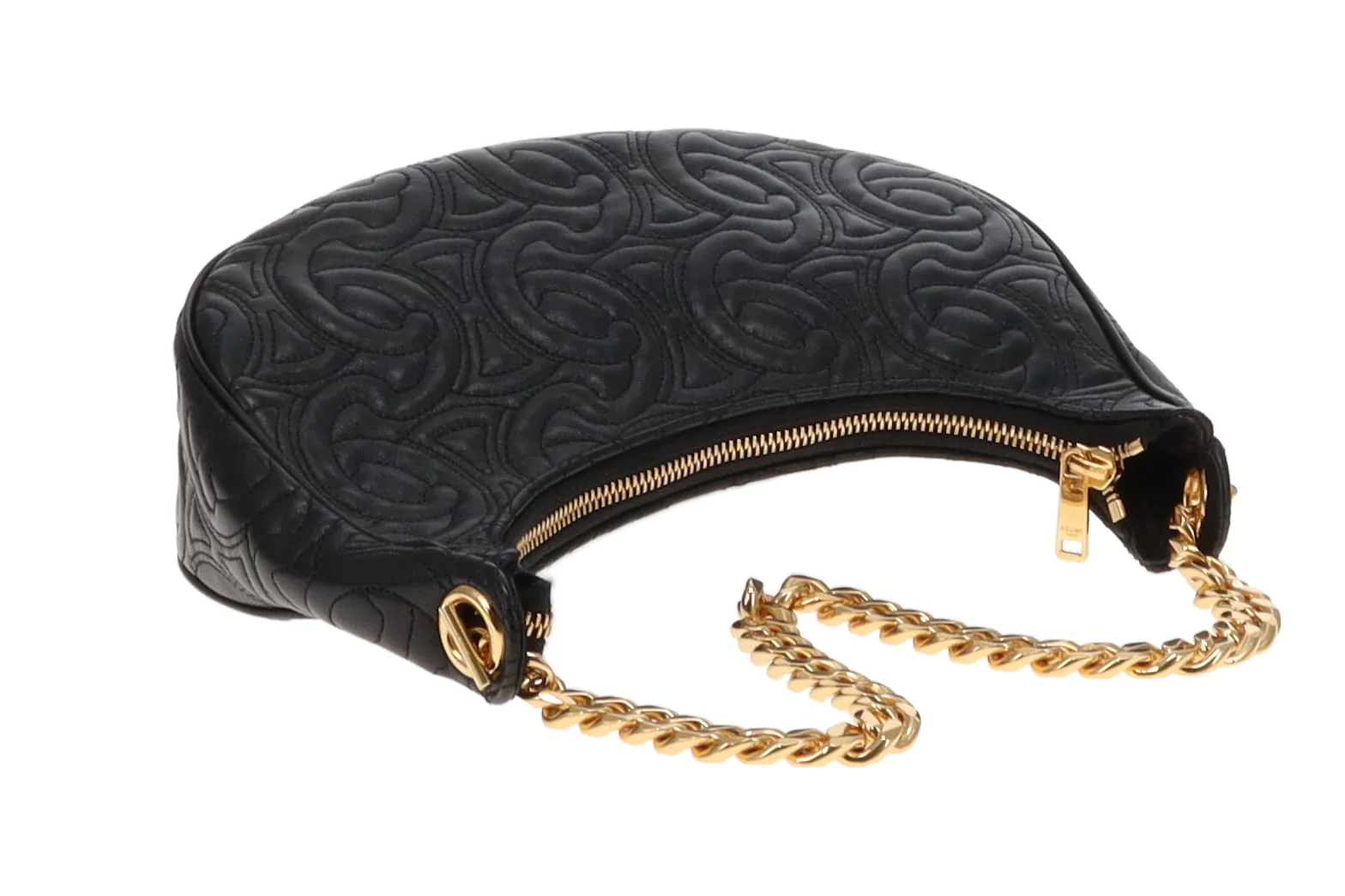 Celine Black Triomphe Quilted Leather Ava Chain Shoulder Bag 2022 - Image 7