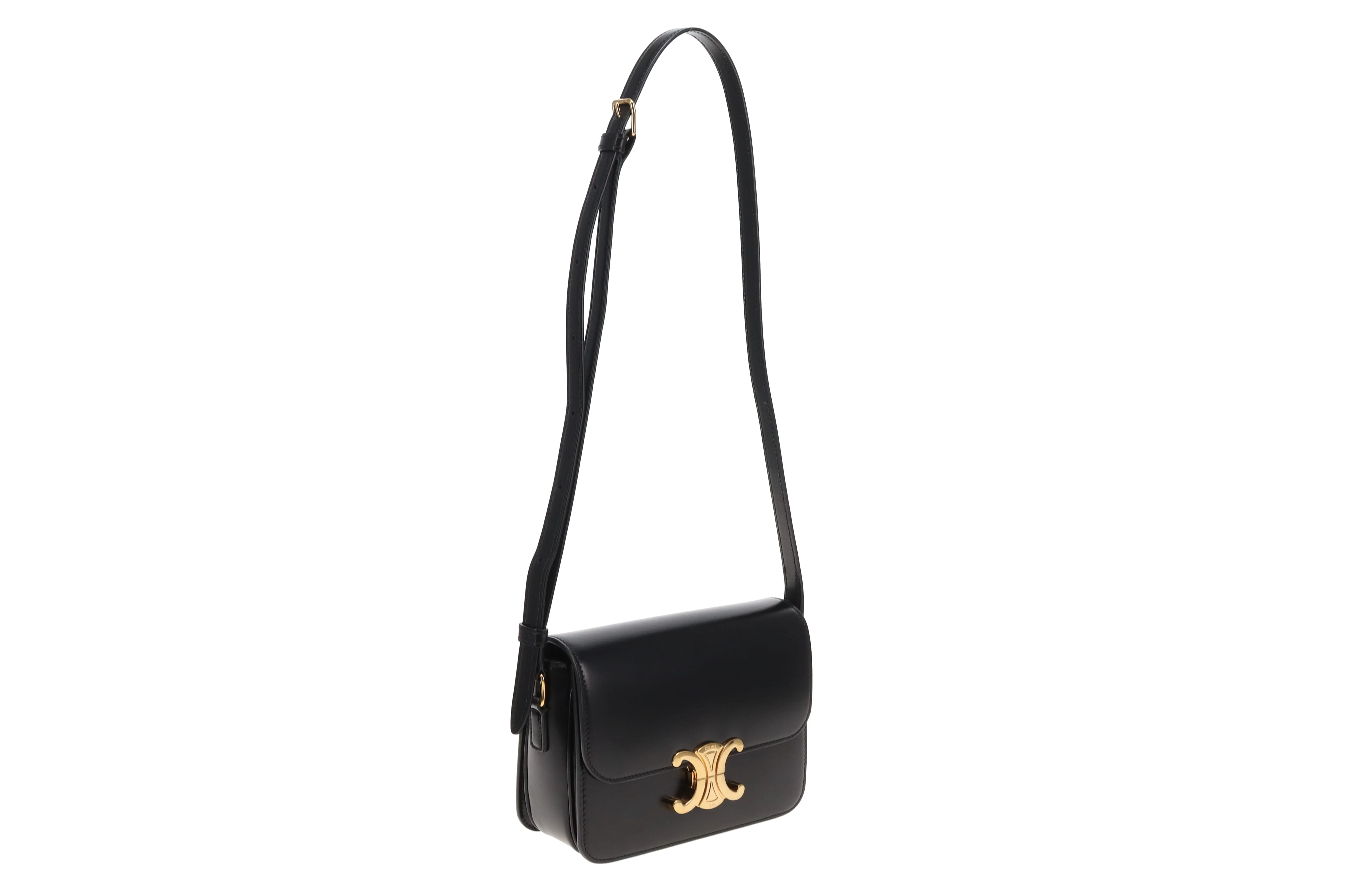 Celine Triomphe Teen Crossbody Bag in Black Leather | Pre-Owned - Image 4