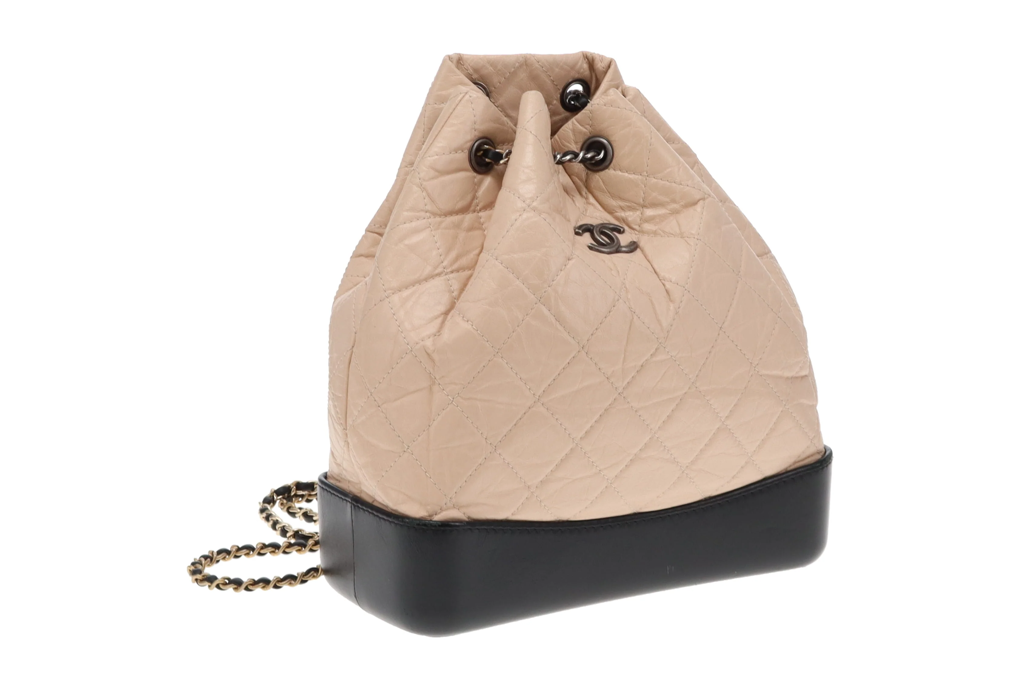 Chanel Gabrielle Backpack Beige Aged Calfskin and Black Leather 2018 - Image 4