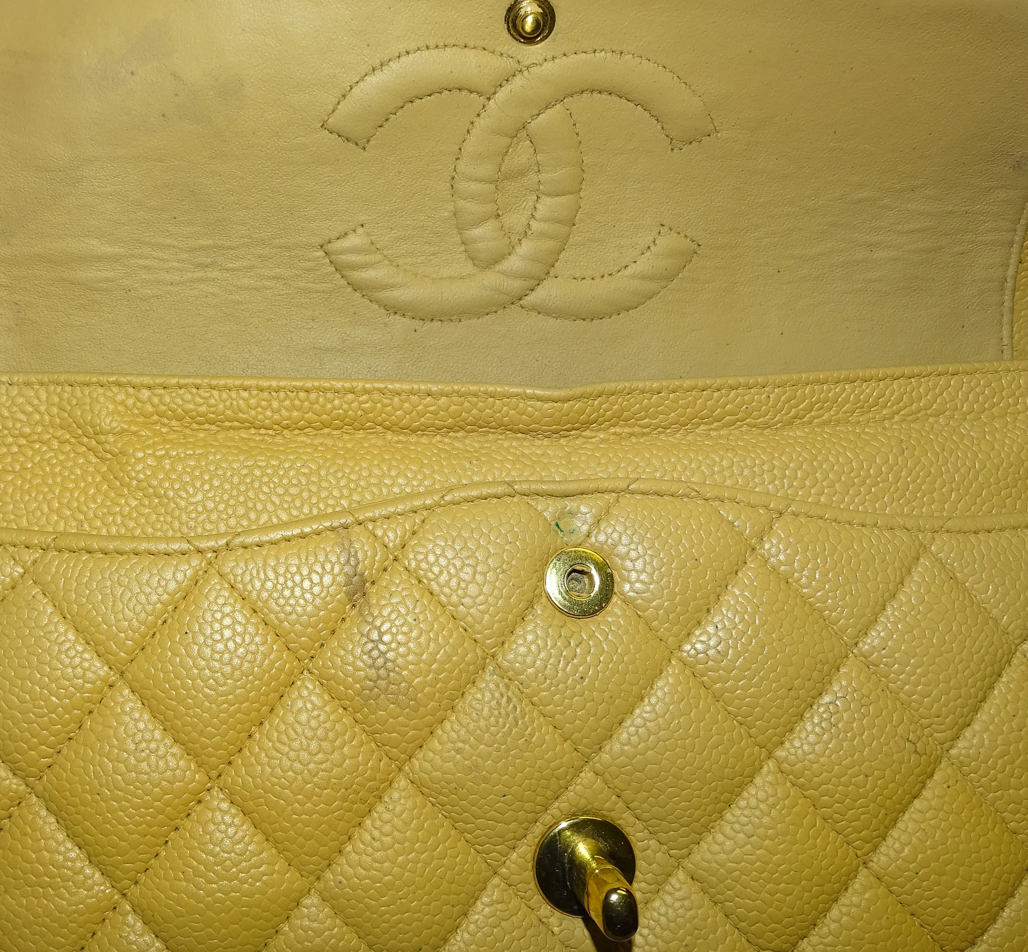 Chanel Classic Medium Double Flap Beige Caviar GH 2005/06 - Image 12
