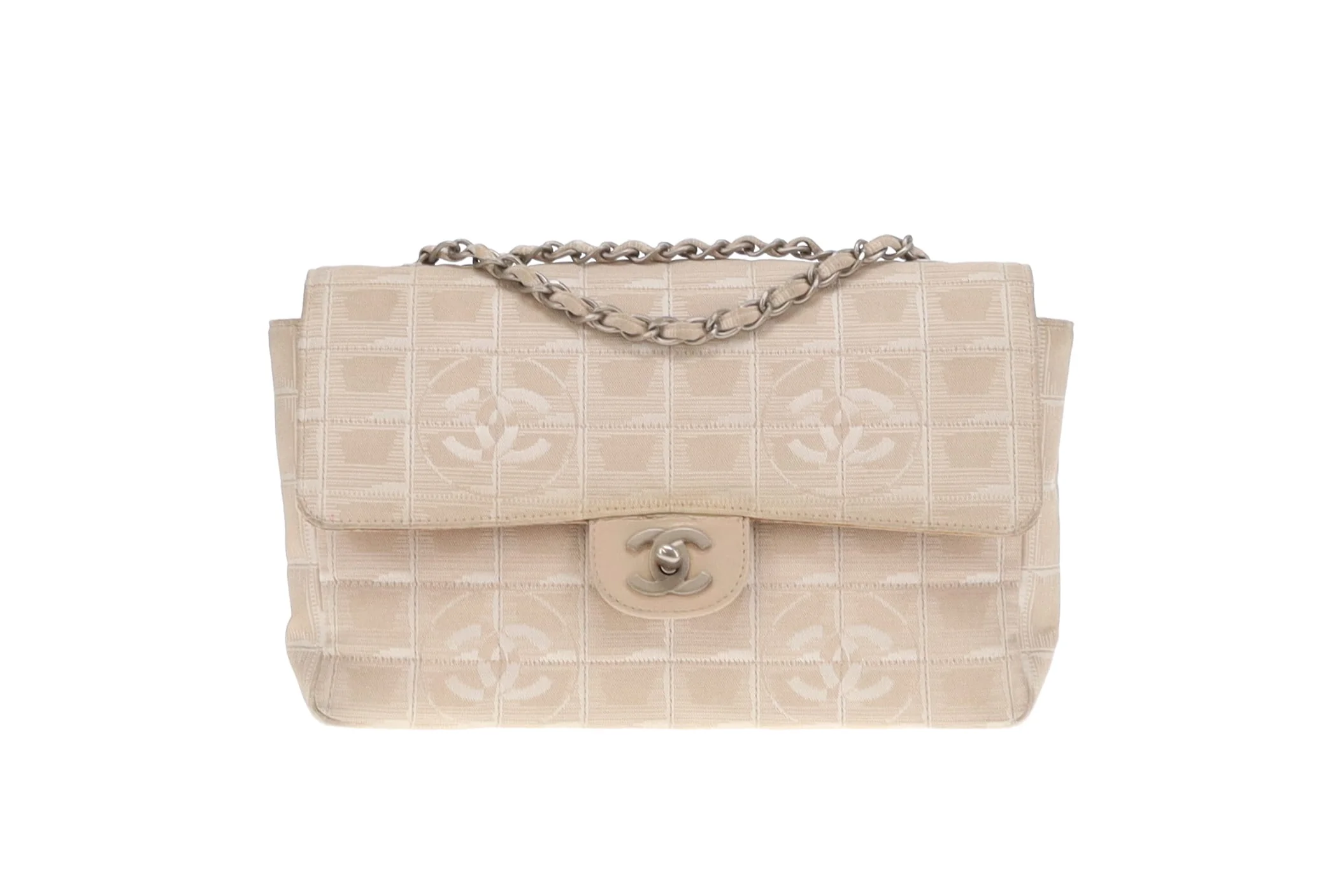 Chanel Beige Travel Ligne Single Flap Shoulder Bag 2002/03