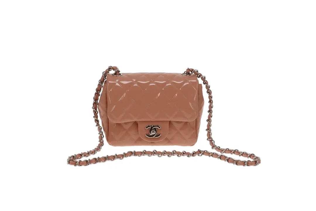 Chanel Blush Patent Leather and SHW Mini Square Flap Bag 2012/13 - Image 3