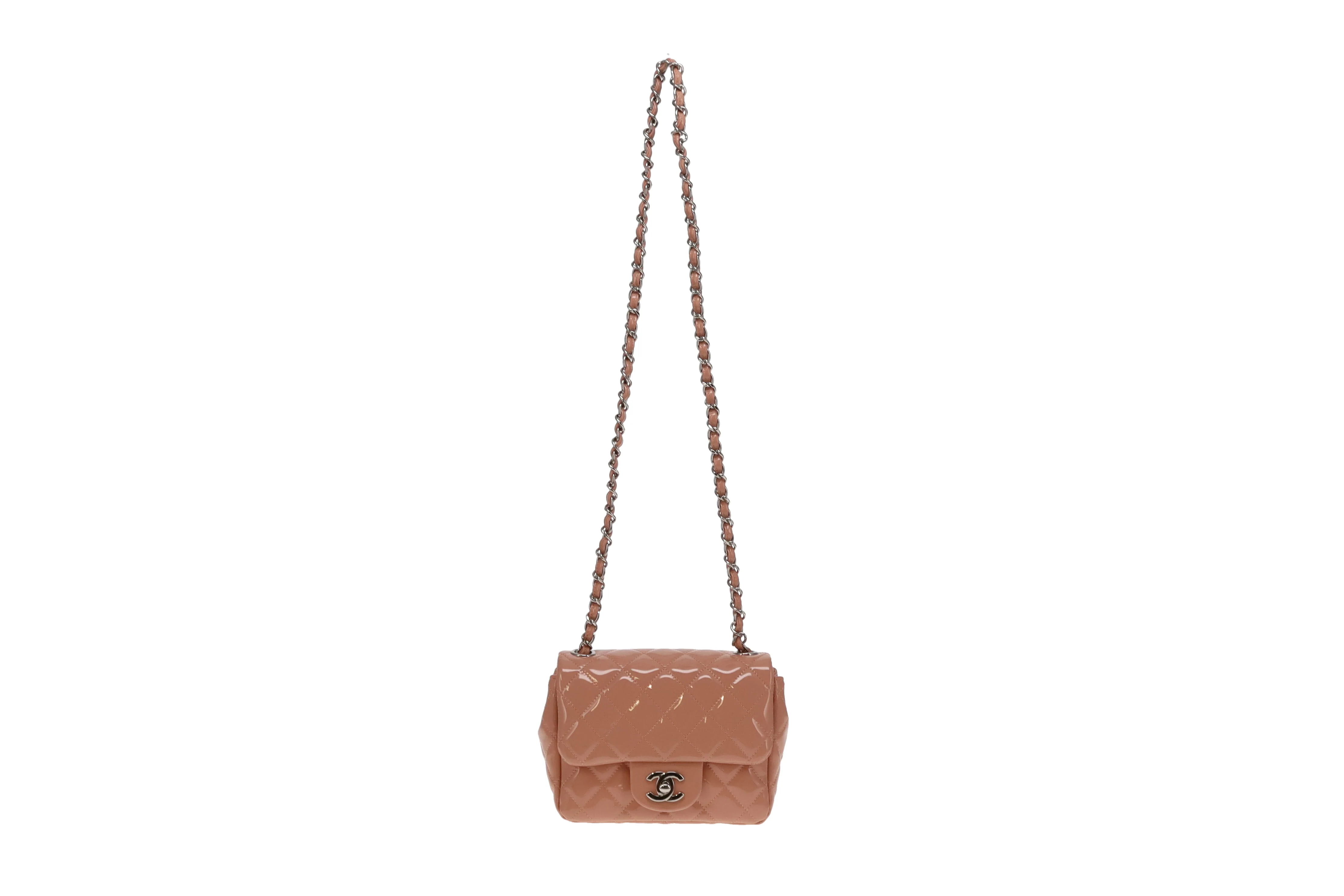 Chanel Blush Patent Leather and SHW Mini Square Flap Bag 2012/13 - Image 4