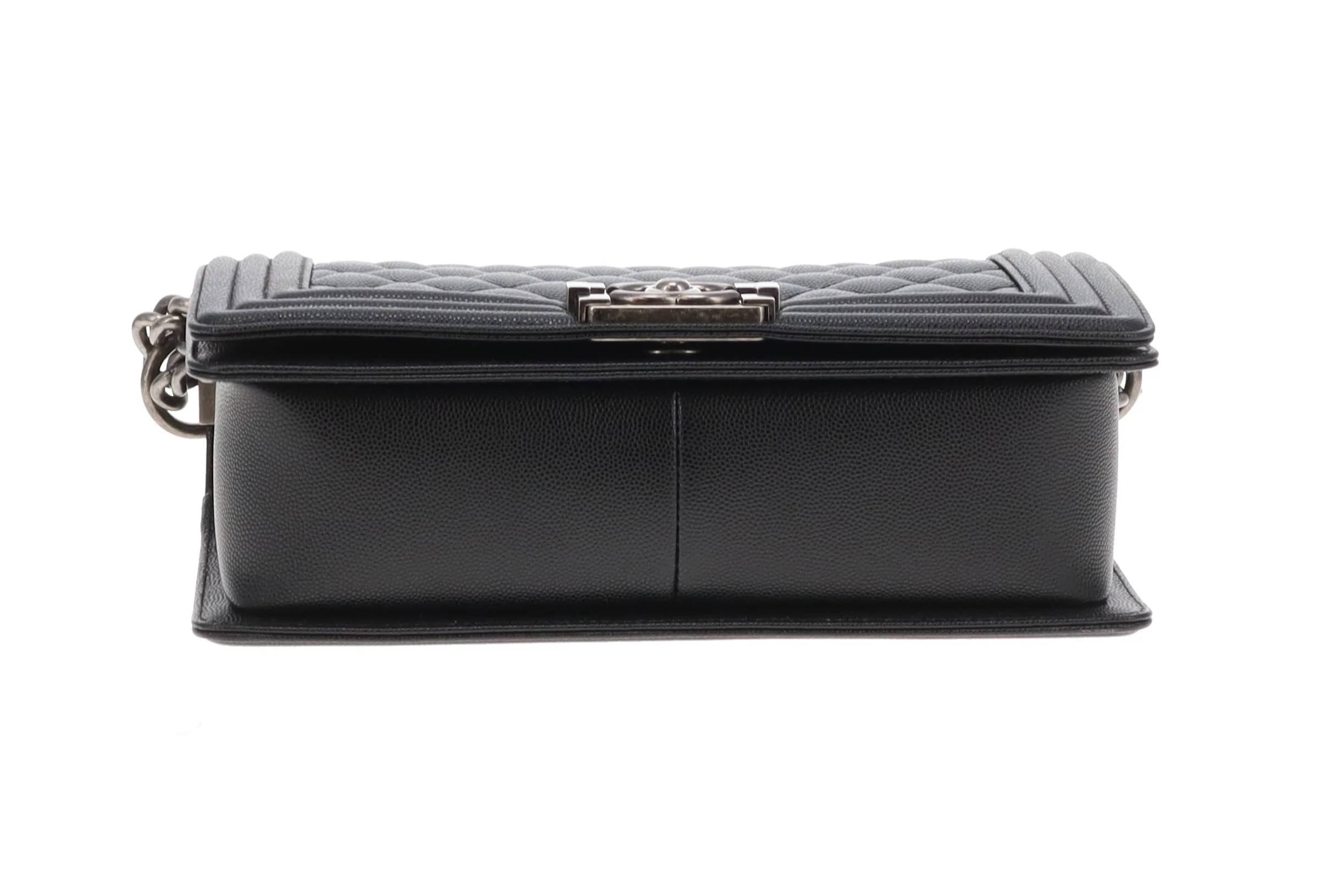 Chanel Boy Bag Medium Black with Ruthenium HW (NFID) - Image 11
