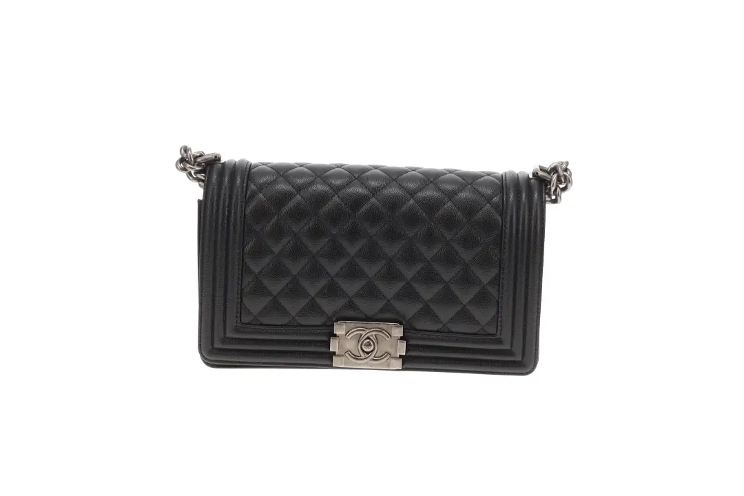 Chanel Boy Bag Medium Black with Ruthenium HW (NFID) - Image 4