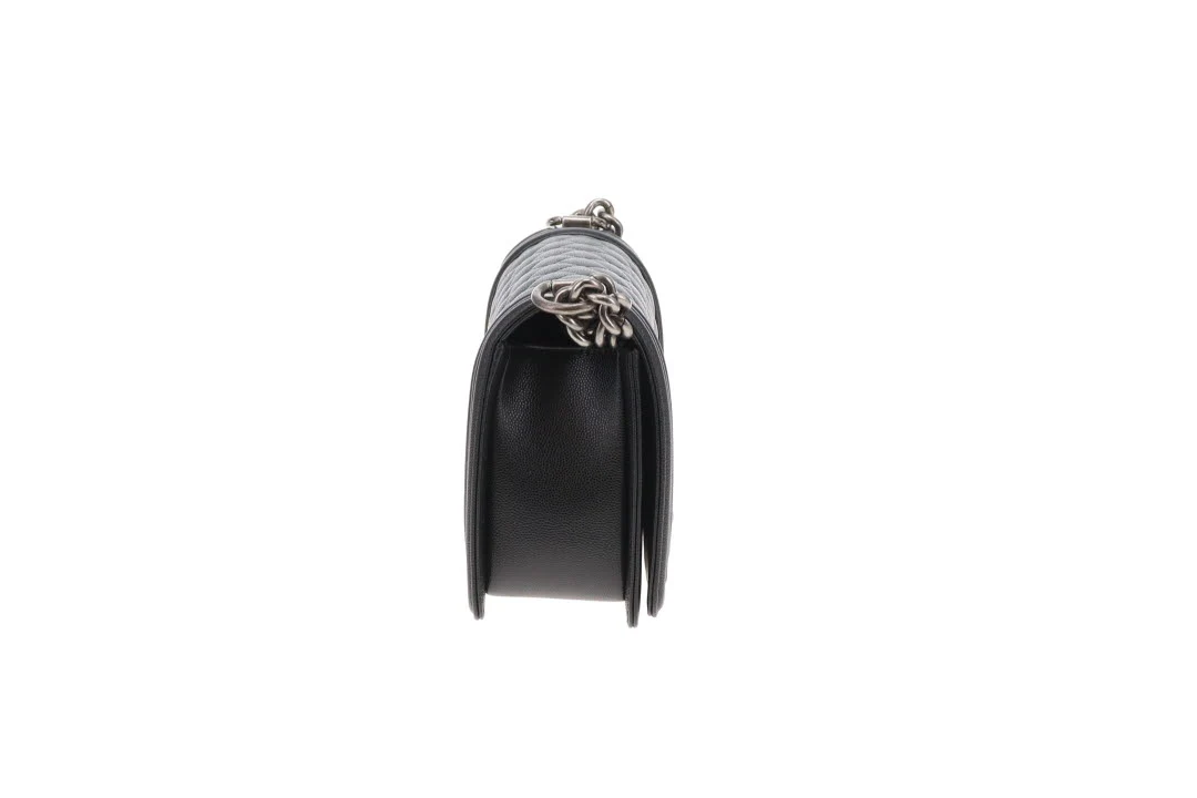 Chanel Boy Bag Medium Black with Ruthenium HW (NFID) - Image 6