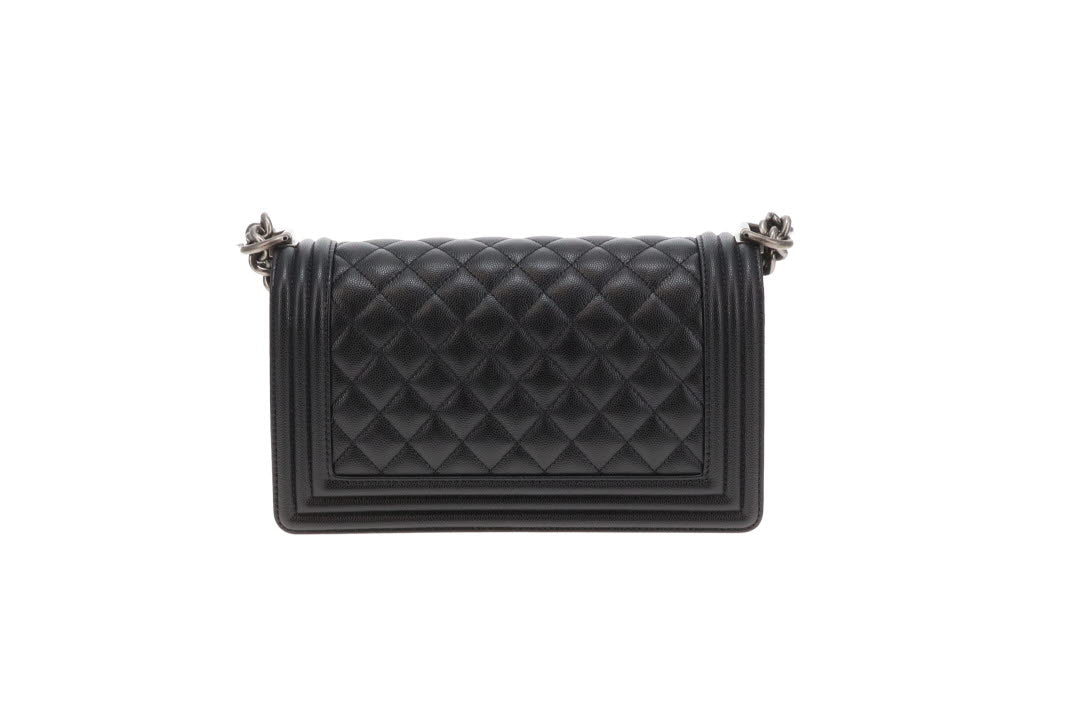 Chanel Boy Bag Medium Black with Ruthenium HW (NFID) - Image 7