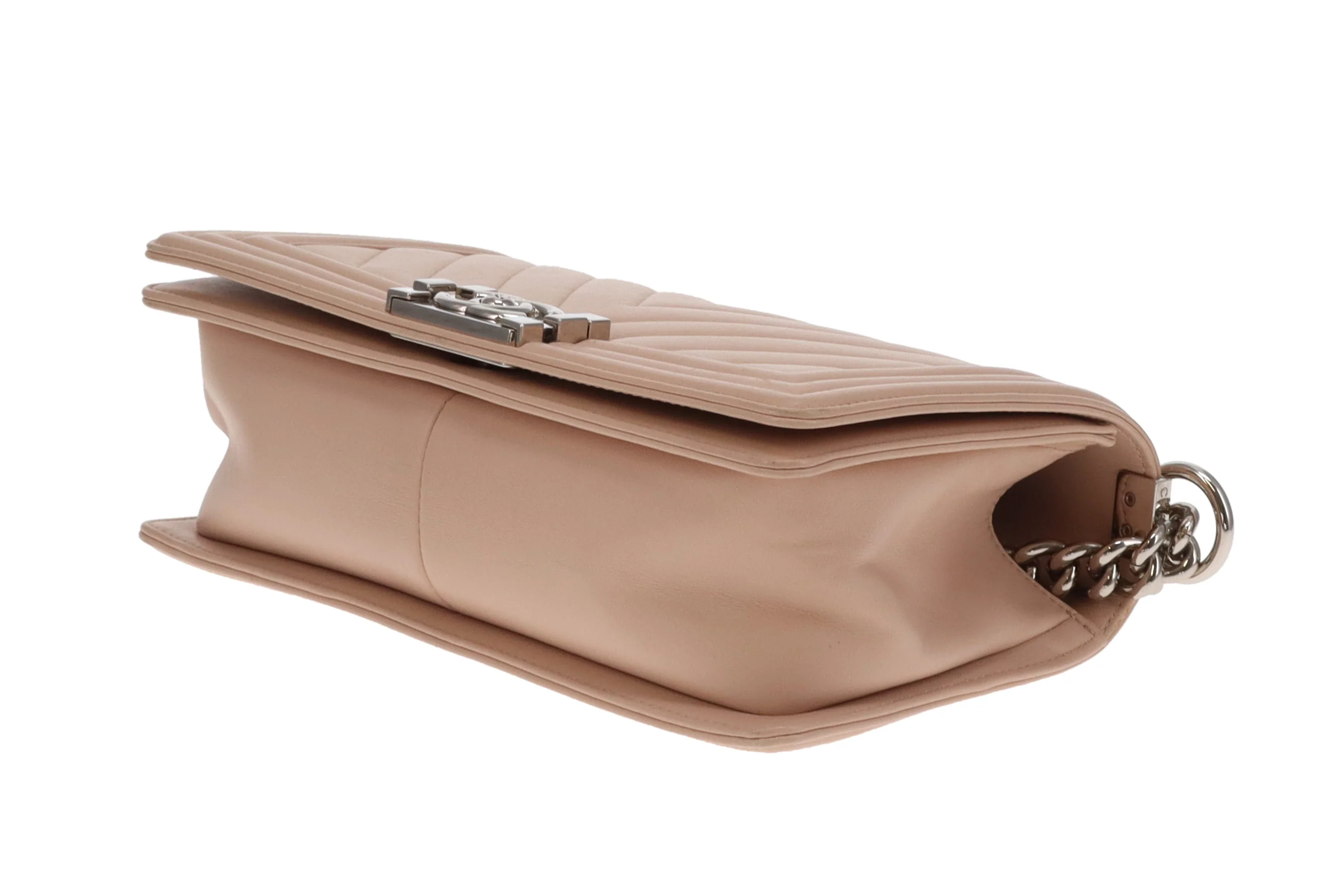 Chanel Boy Bag New Medium Beige Chevron With Silver Hardware 2016 - Image 12