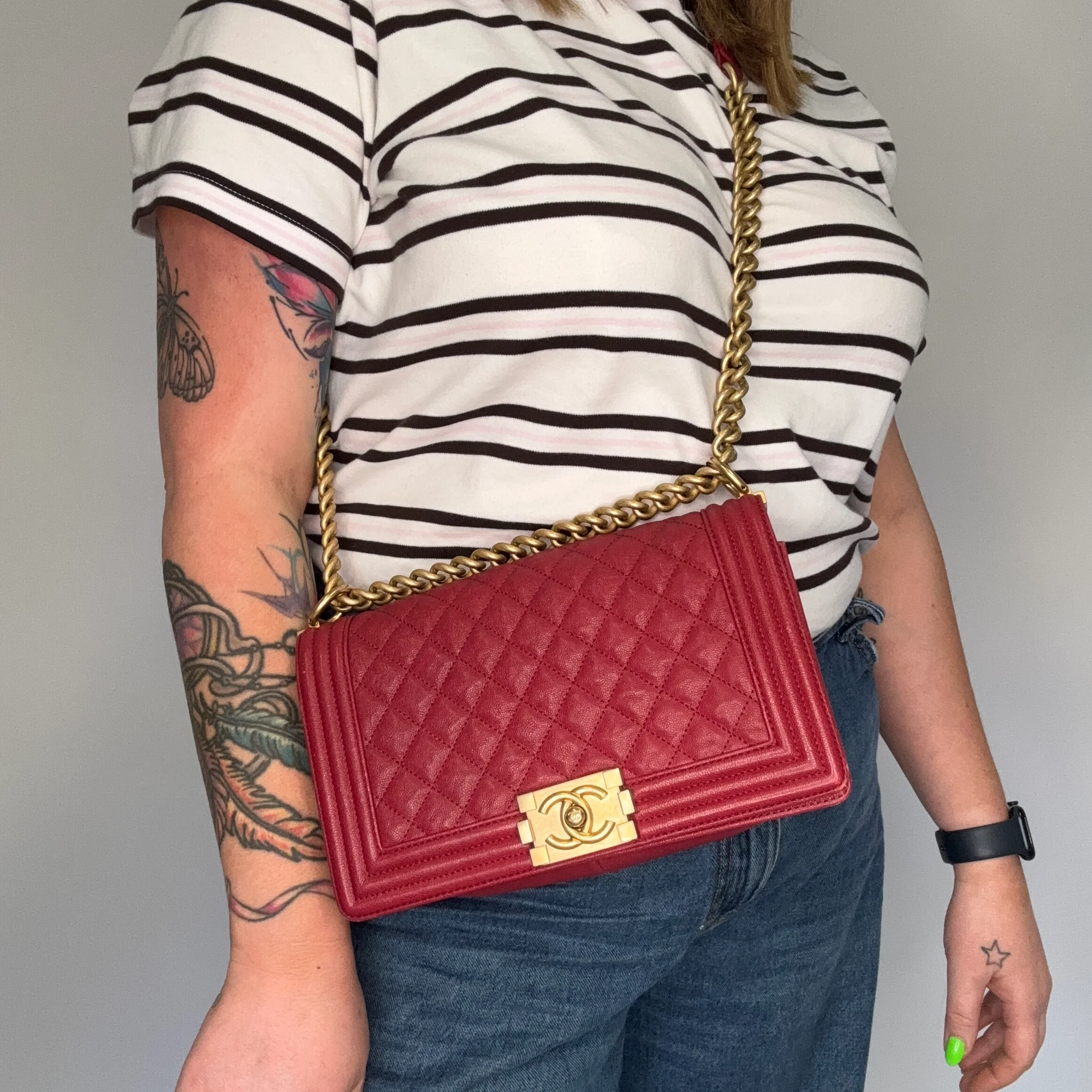 Chanel Boy Bag New Medium In Red Soft Caviar 2018/19 - Image 3