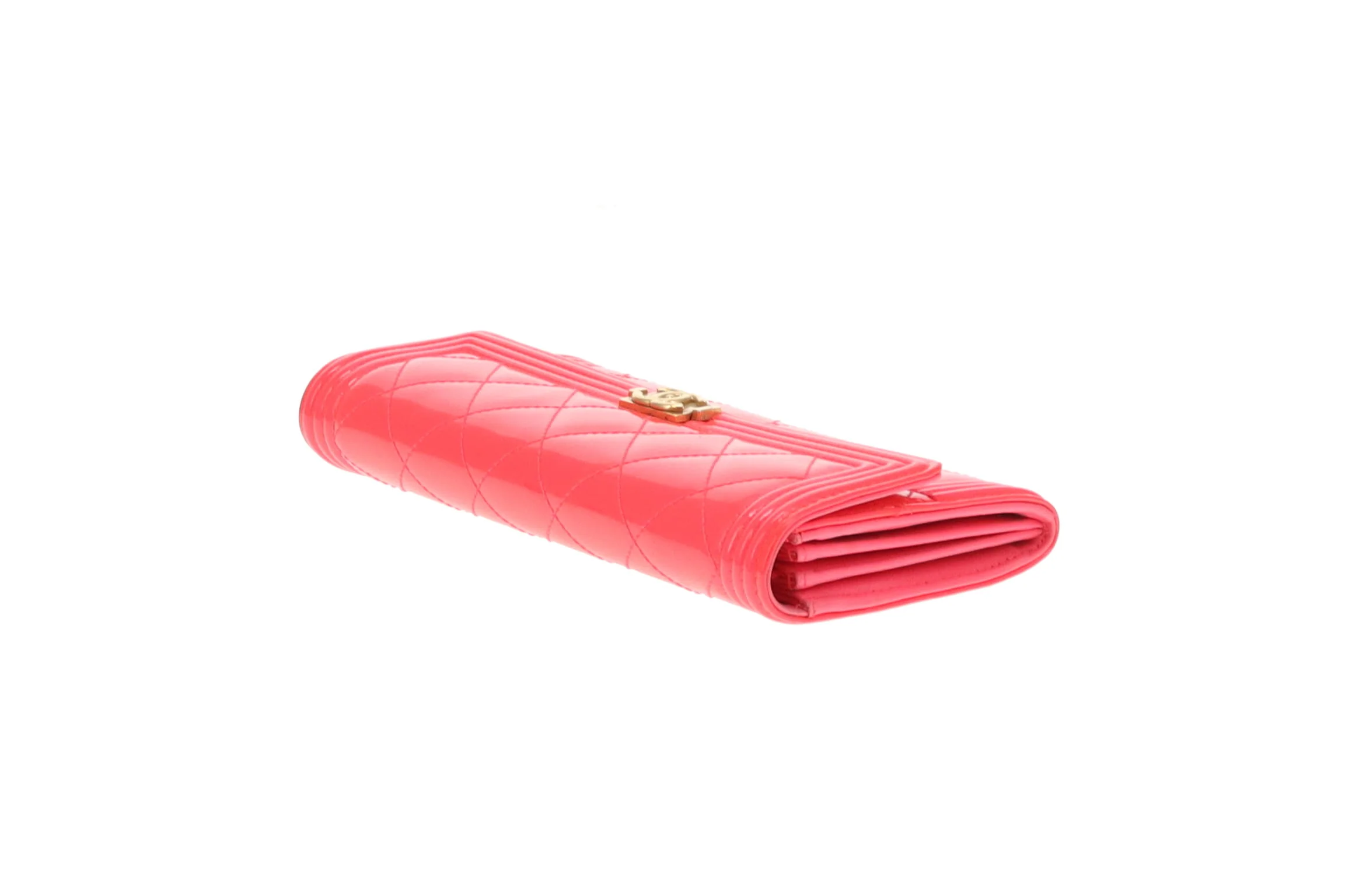Chanel Boy Wallet Long Flap Neon Pink Patent 2016 - Image 10