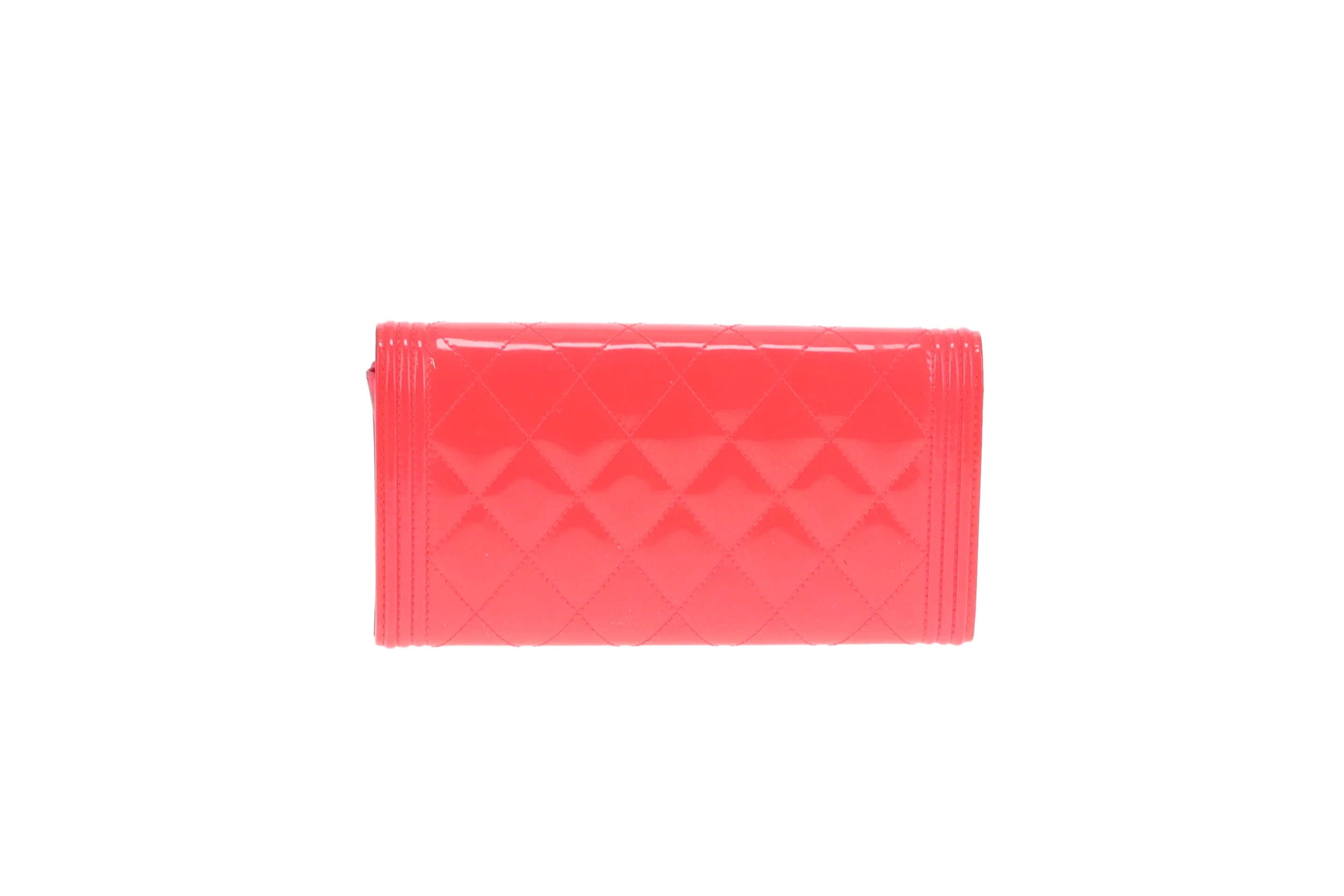 Chanel Boy Wallet Long Flap Neon Pink Patent 2016 - Image 3
