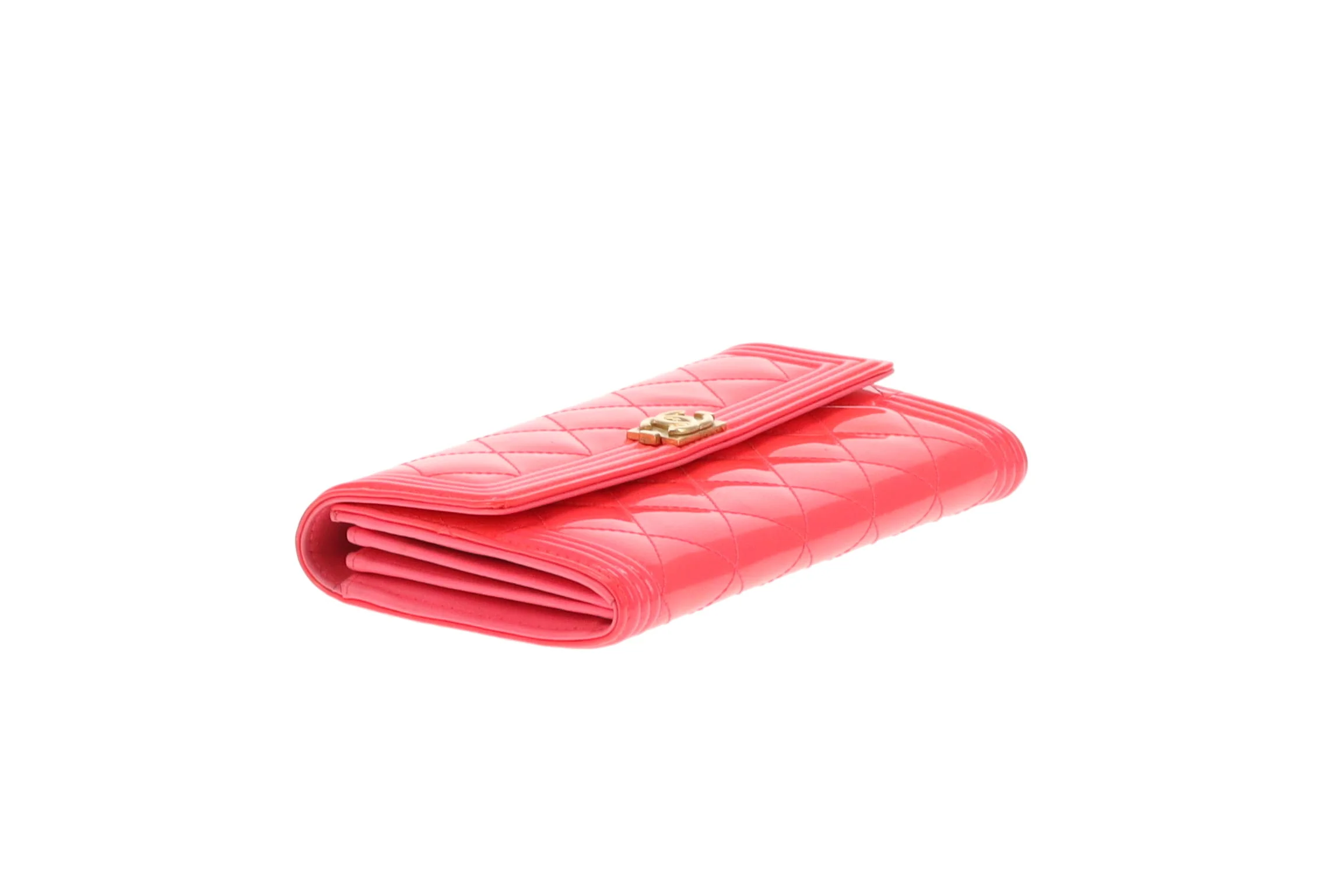 Chanel Boy Wallet Long Flap Neon Pink Patent 2016 - Image 5