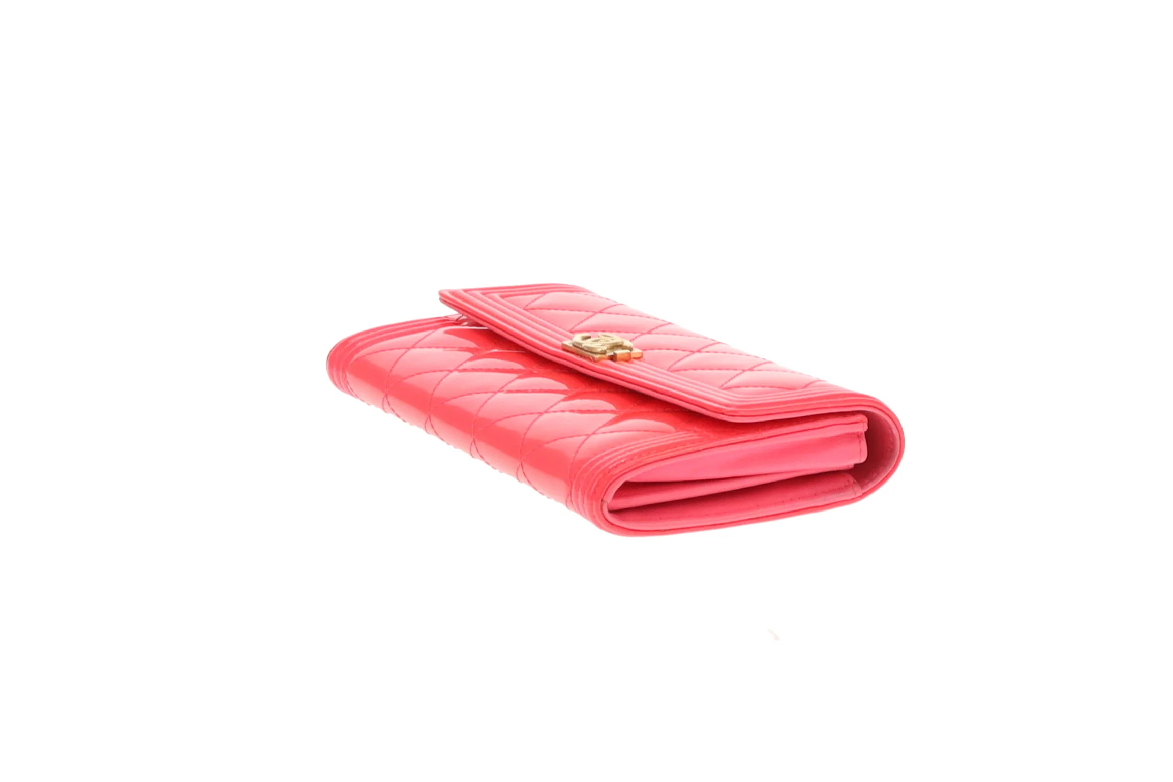 Chanel Boy Wallet Long Flap Neon Pink Patent 2016 - Image 7