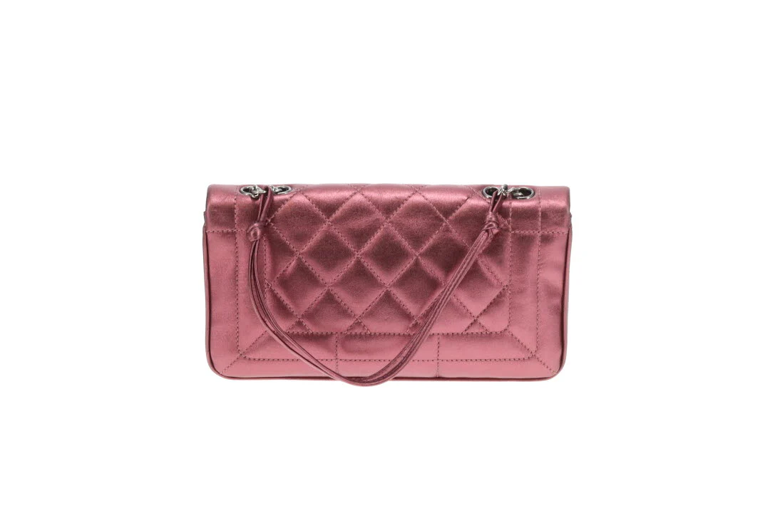 Chanel CC Quilted Pink Iridescent Calfskin Full Single Flap - Image 11