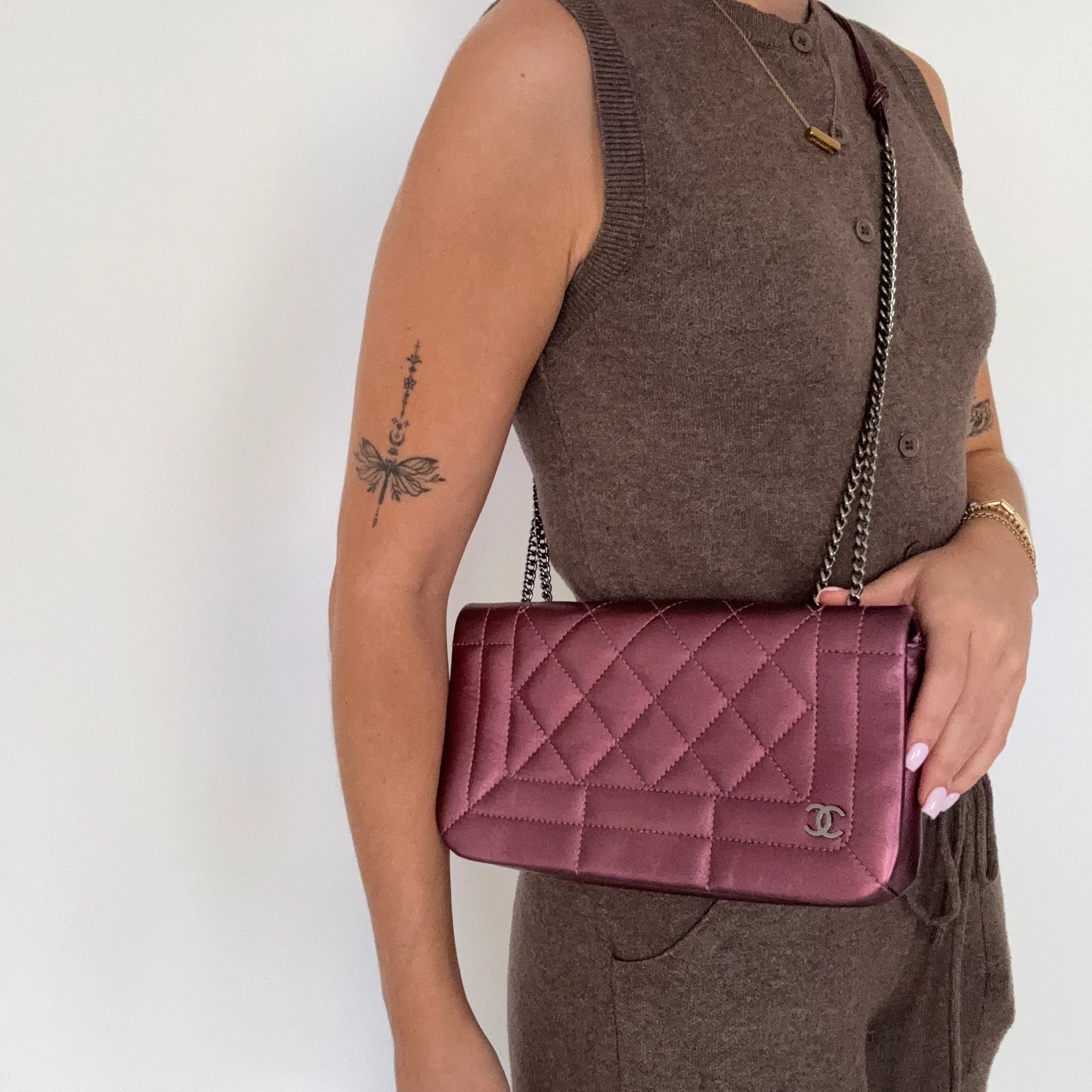 Chanel CC Quilted Pink Iridescent Calfskin Full Single Flap - Image 2