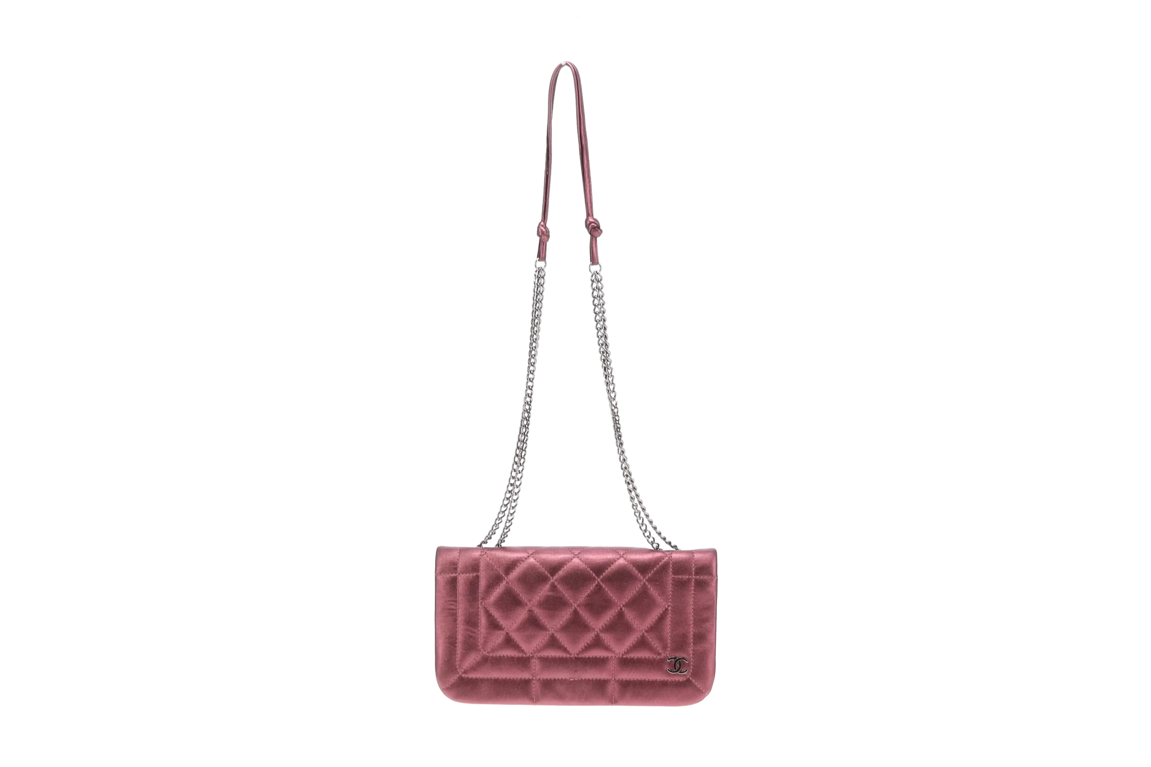 Chanel CC Quilted Pink Iridescent Calfskin Full Single Flap - Image 4