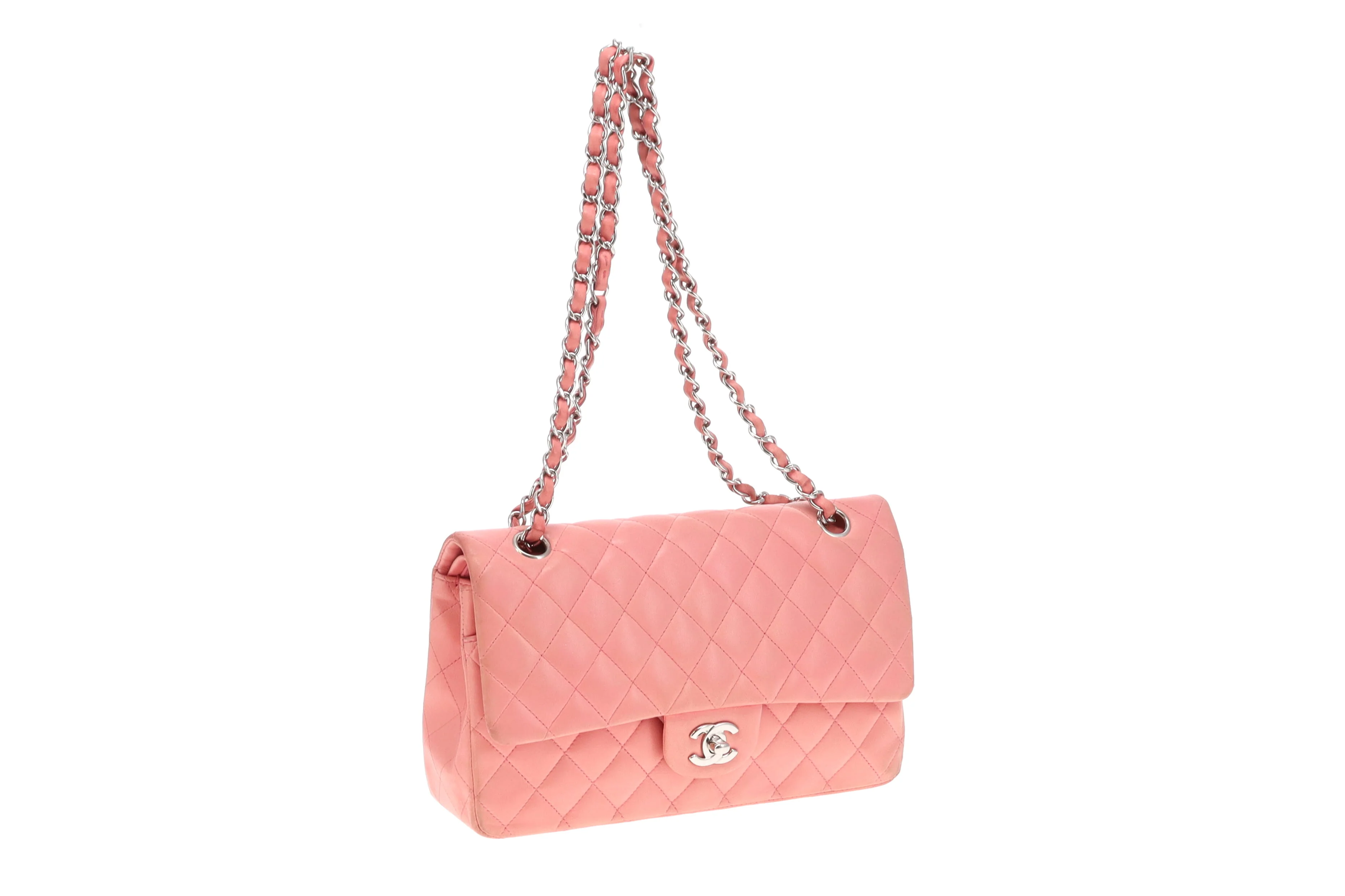 Chanel Classic Double Flap Bag Medium Soft Pink Lambskin 2012 - Image 16