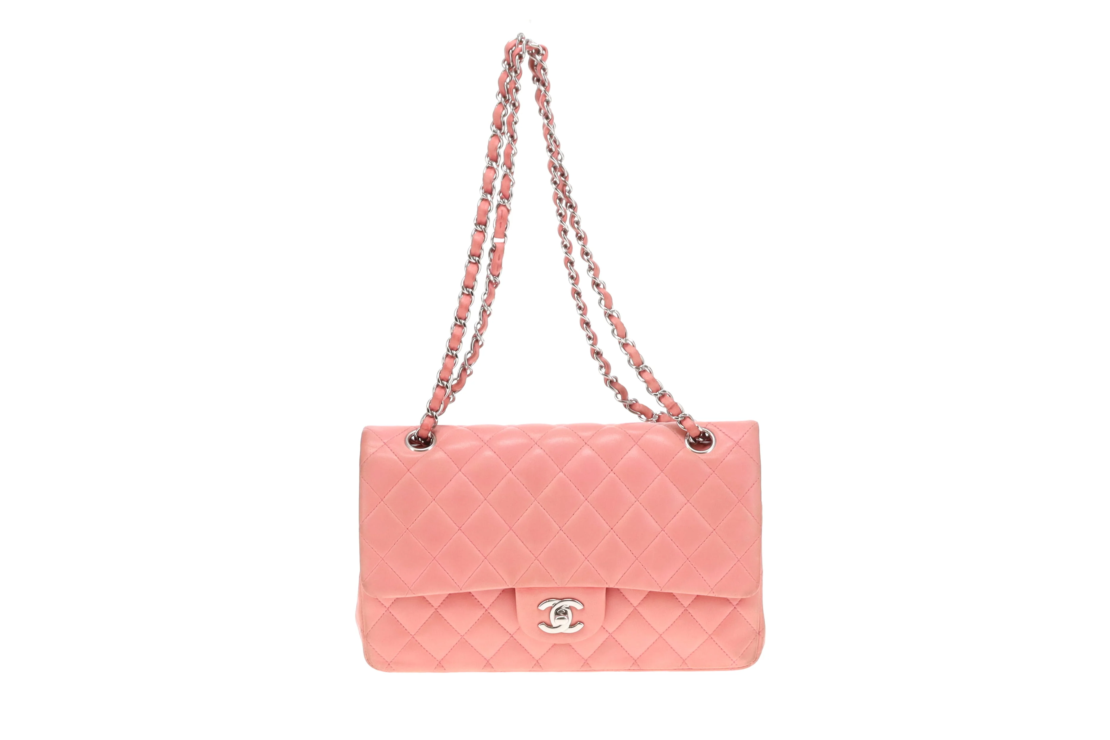 Chanel Classic Double Flap Bag Medium Soft Pink Lambskin 2012 - Image 4