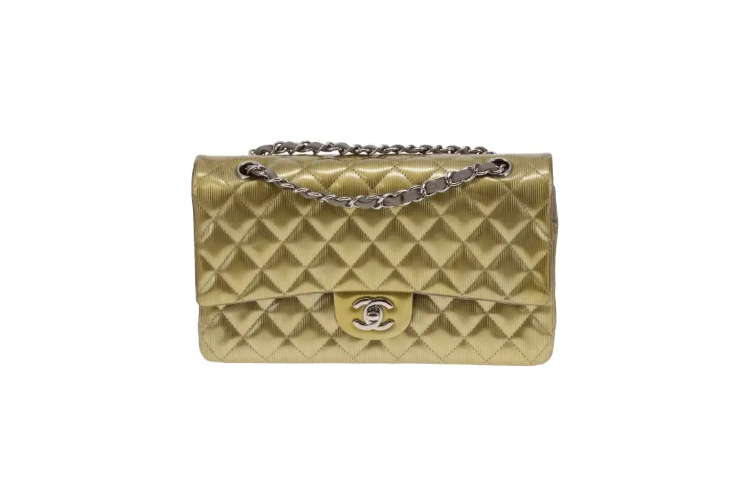 Chanel Classic Double Flap Bag Seasonal Gold Patent Leather SHW 2012 - Image 3