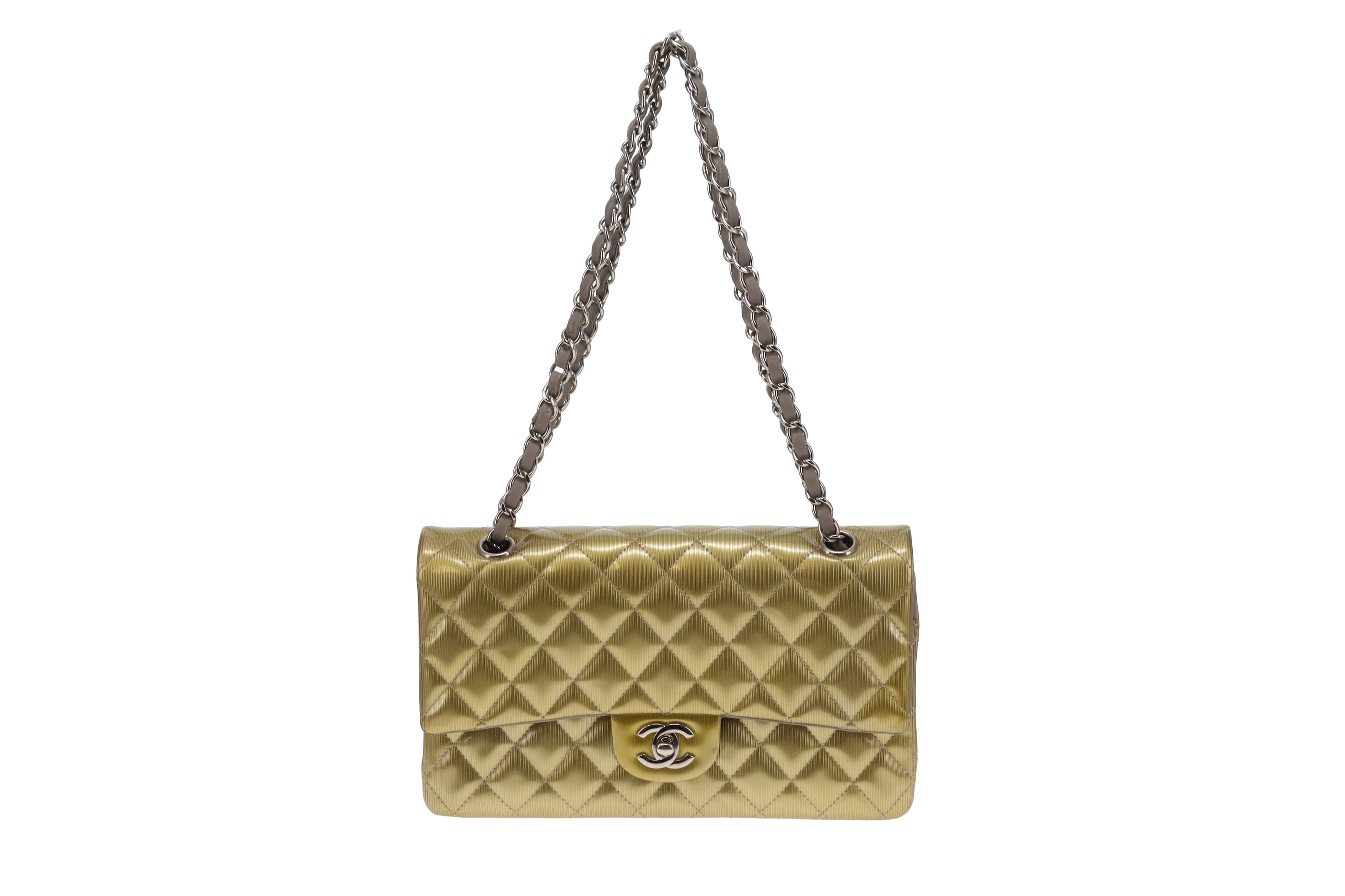 Chanel Classic Double Flap Bag Seasonal Gold Patent Leather SHW 2012 - Image 4