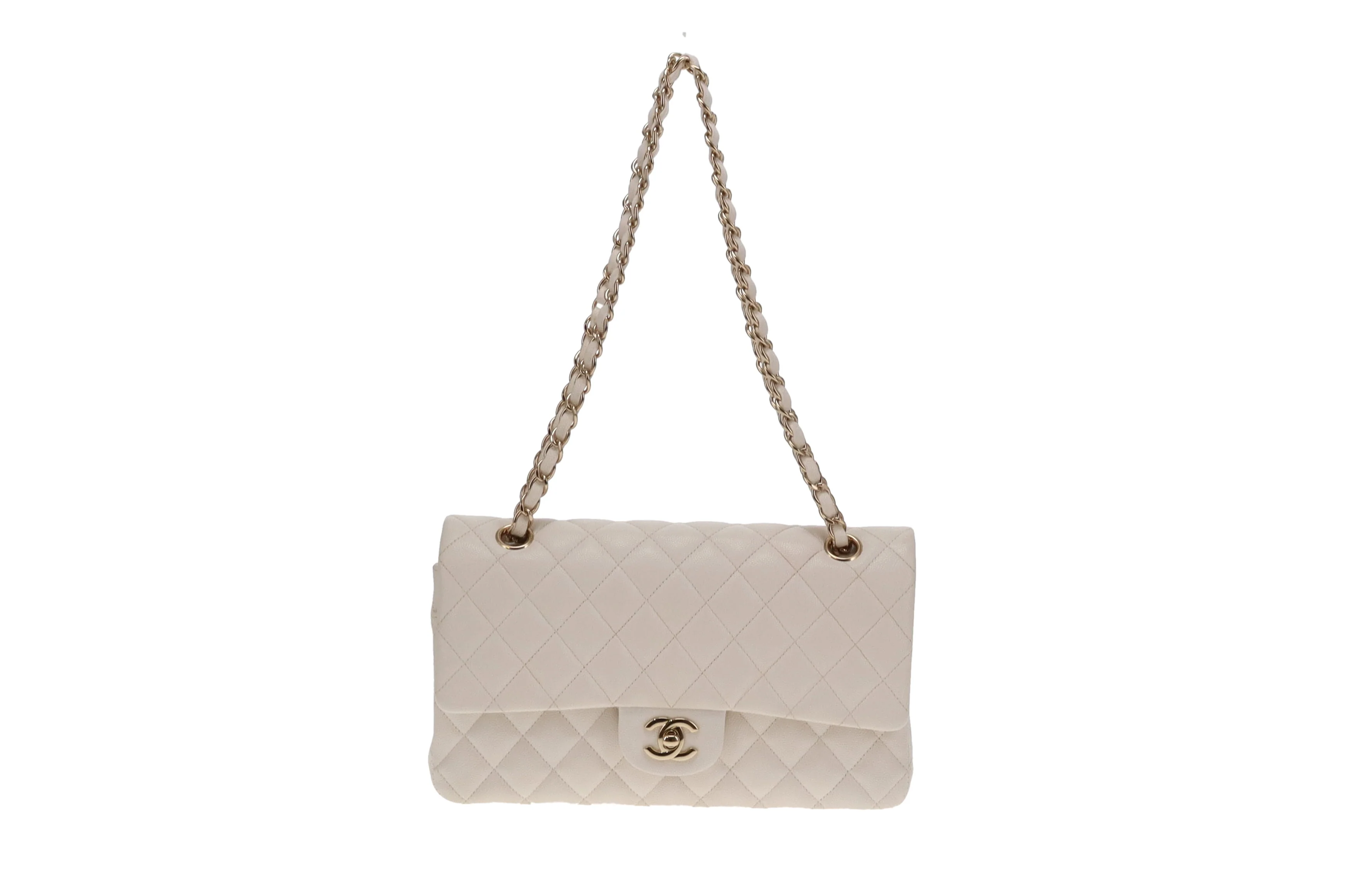 Chanel Classic Double Flap Caviar White Medium 2020 - Image 3