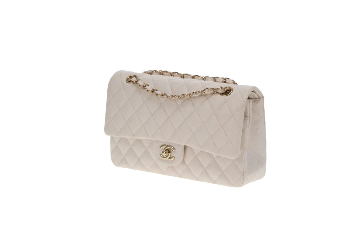Chanel Classic Double Flap Caviar White Medium 2020 - Image 8