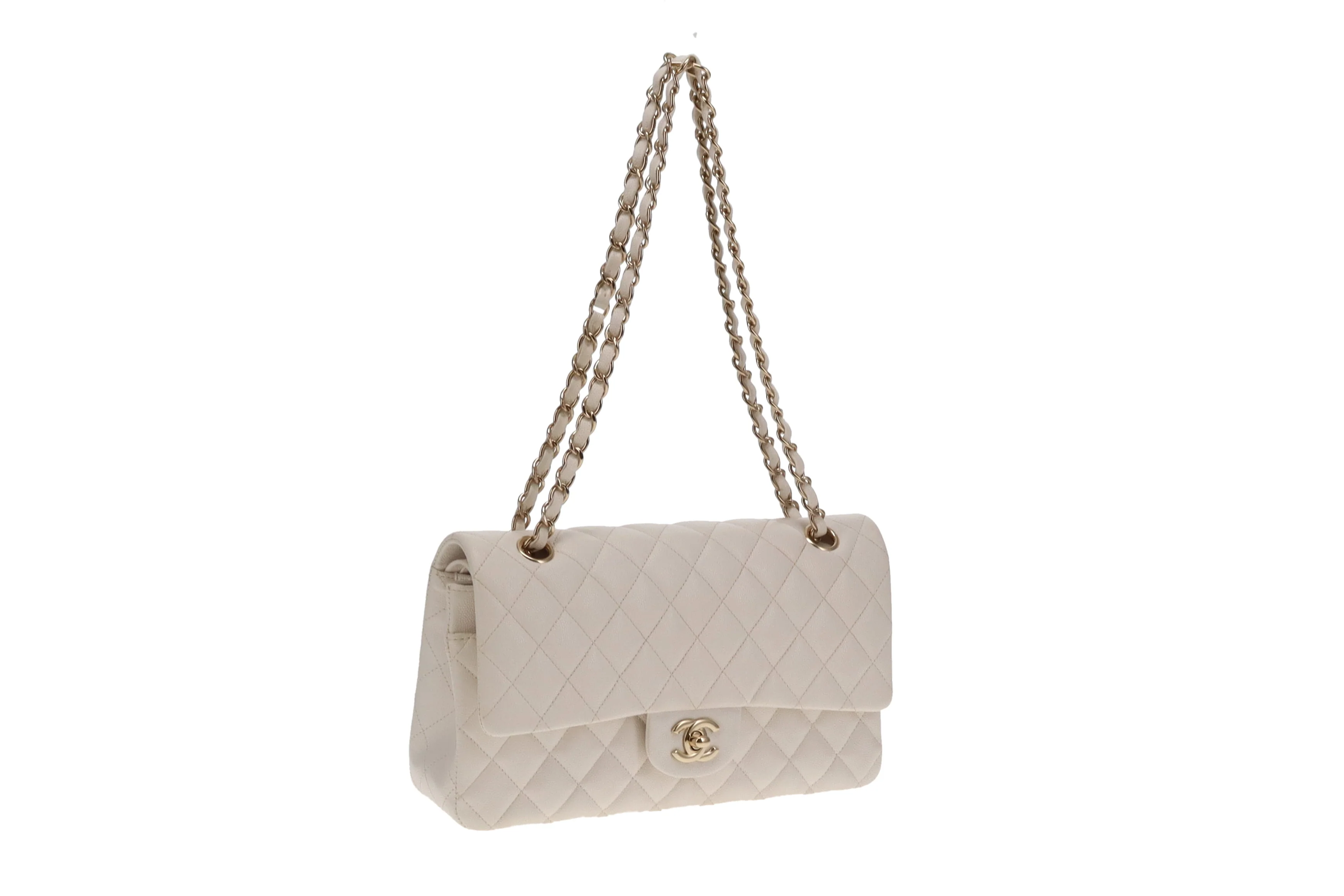 Chanel Classic Double Flap Caviar White Medium 2020 - Image 9