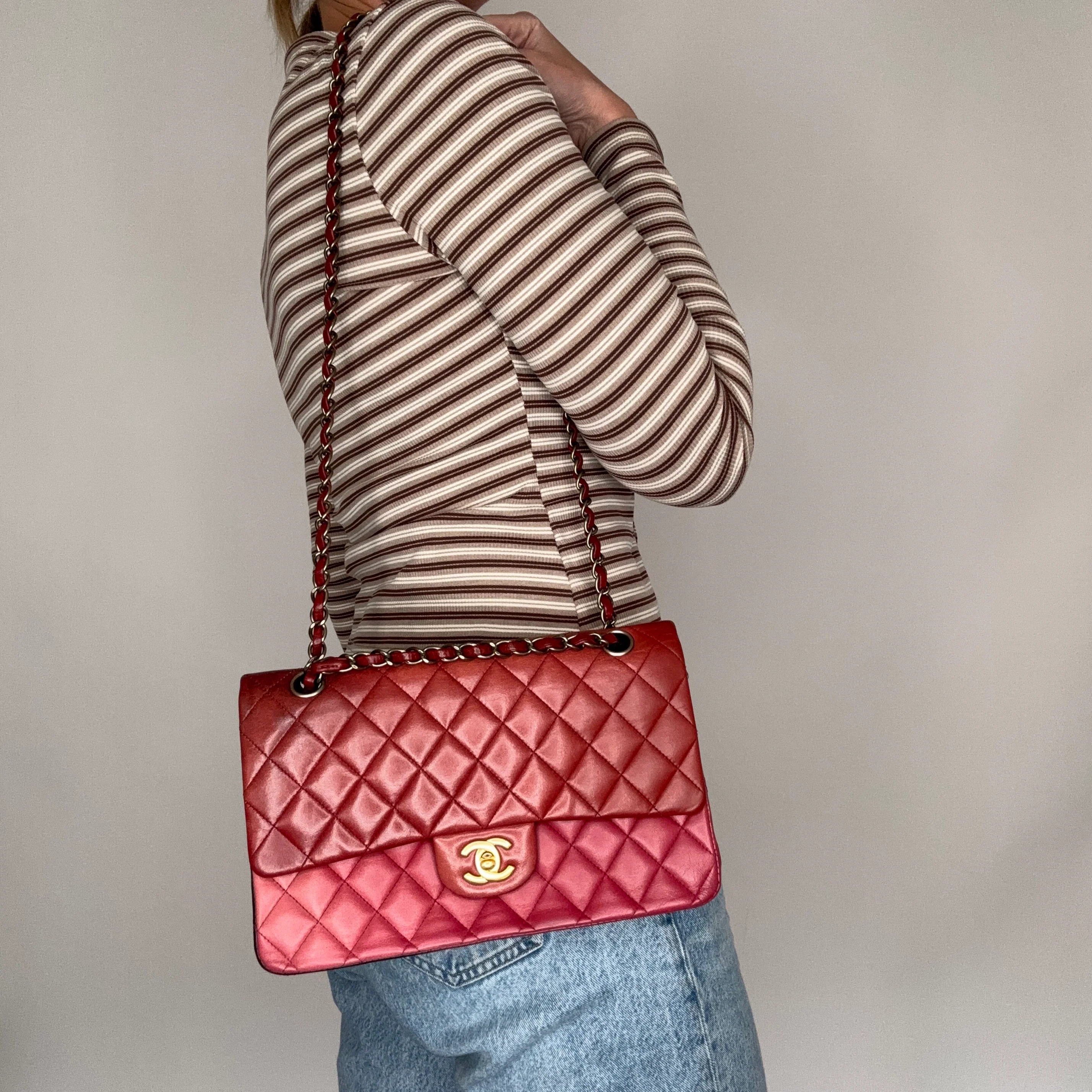 Chanel Classic Double Flap Medium Burgundy Tonal Ombre 2009/10 - Image 3