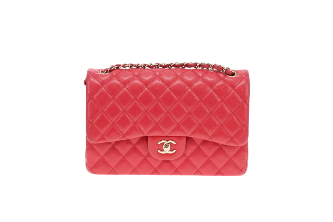 Chanel Classic Jumbo Double Flap Raspberry Caviar GHW 2019