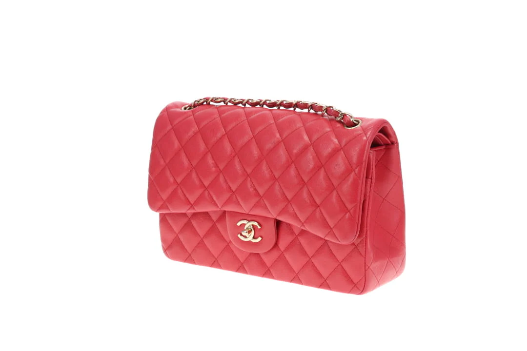 Chanel Classic Jumbo Double Flap Raspberry Caviar GHW 2019 - Image 11