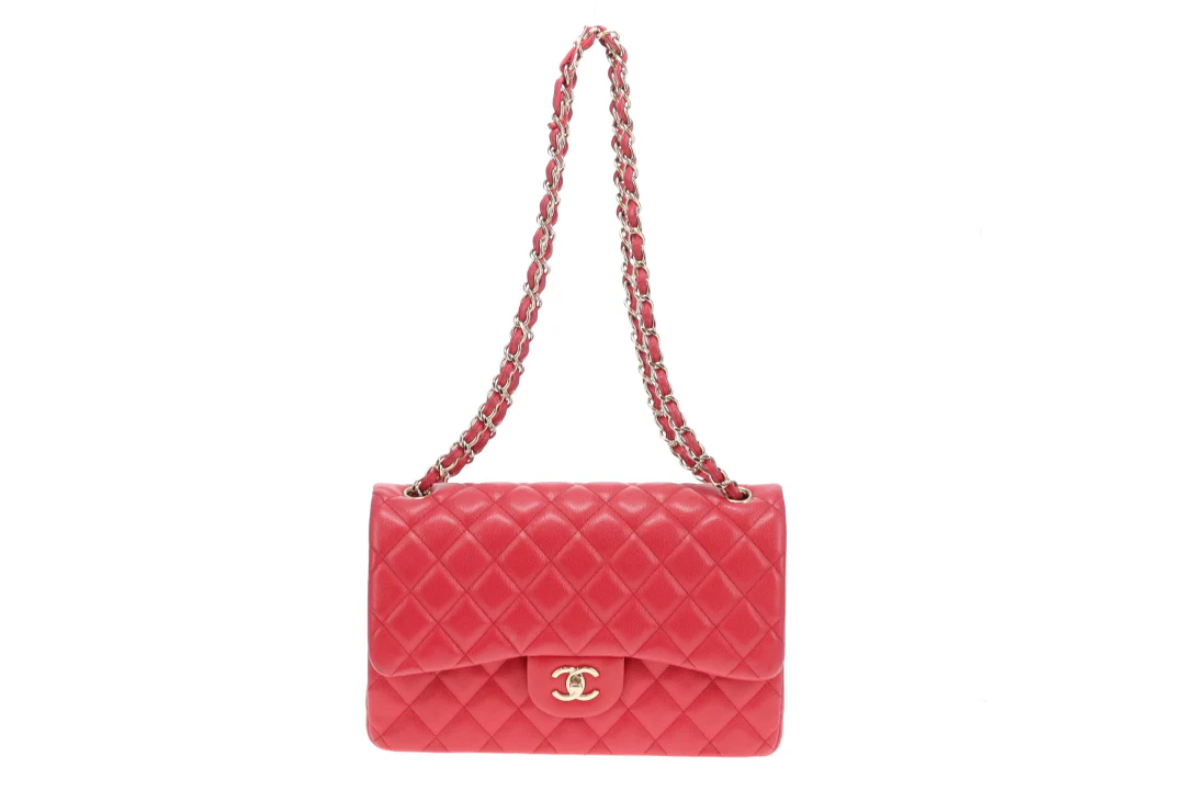 Chanel Classic Jumbo Double Flap Raspberry Caviar GHW 2019 - Image 13