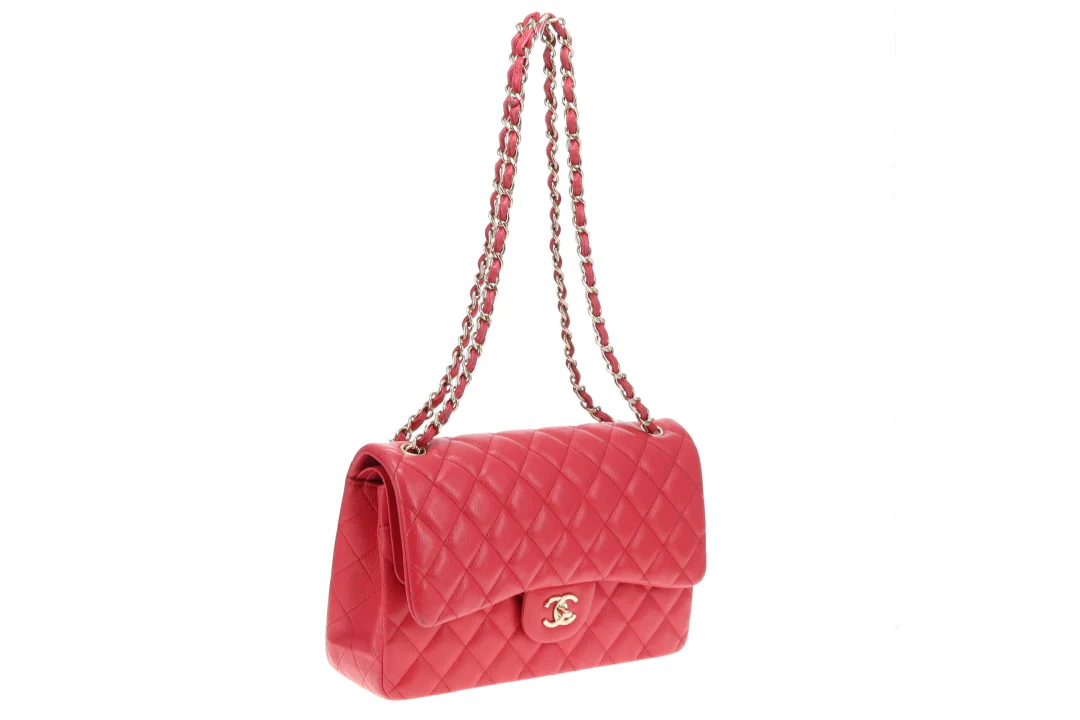 Chanel Classic Jumbo Double Flap Raspberry Caviar GHW 2019 - Image 3