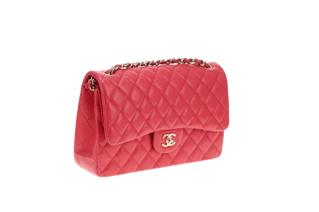 Chanel Classic Jumbo Double Flap Raspberry Caviar GHW 2019 - Image 4