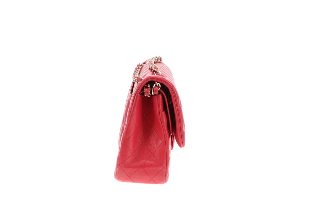 Chanel Classic Jumbo Double Flap Raspberry Caviar GHW 2019 - Image 5