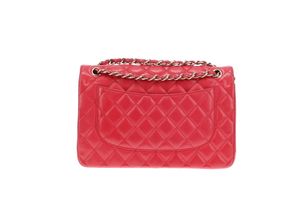 Chanel Classic Jumbo Double Flap Raspberry Caviar GHW 2019 - Image 6