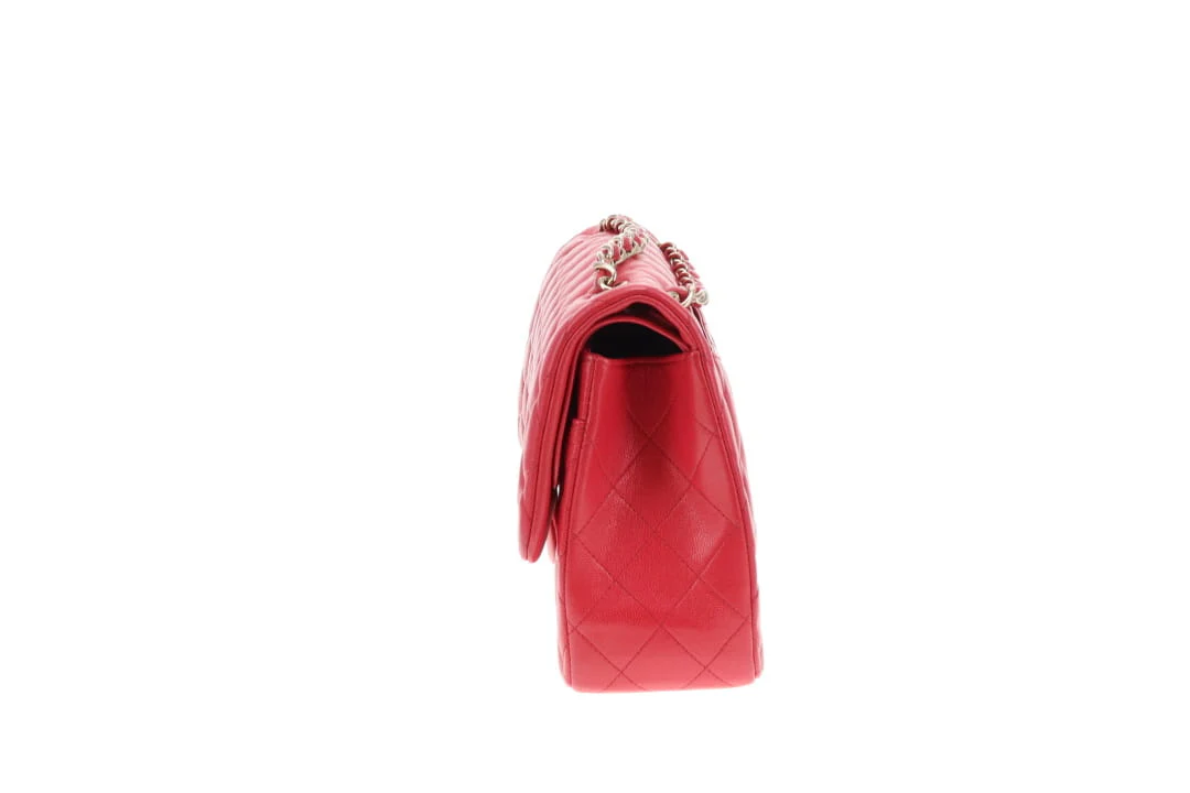 Chanel Classic Jumbo Double Flap Raspberry Caviar GHW 2019 - Image 7