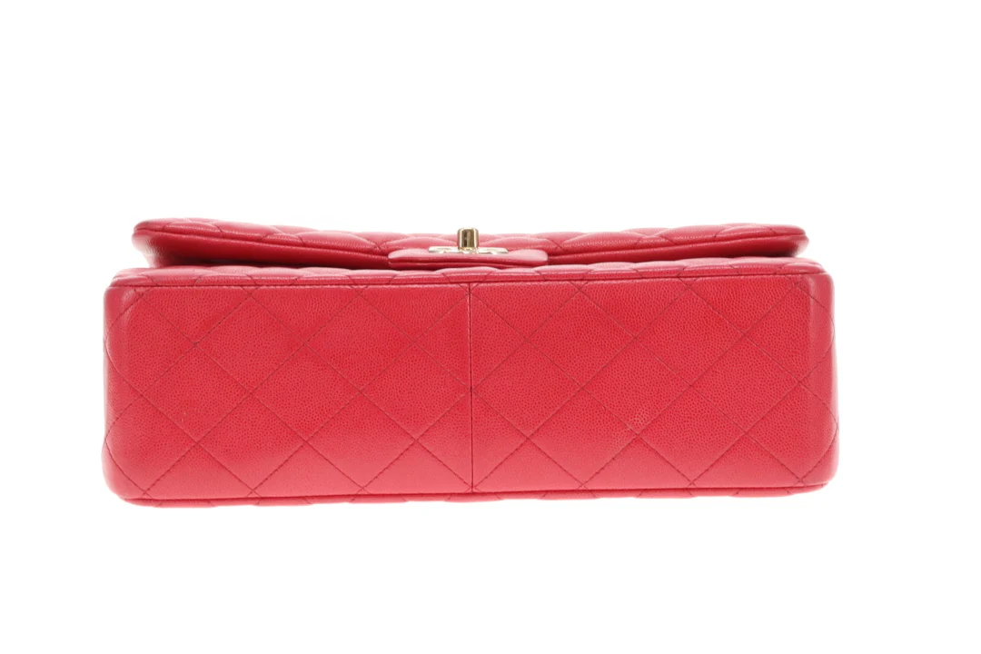 Chanel Classic Jumbo Double Flap Raspberry Caviar GHW 2019 - Image 8
