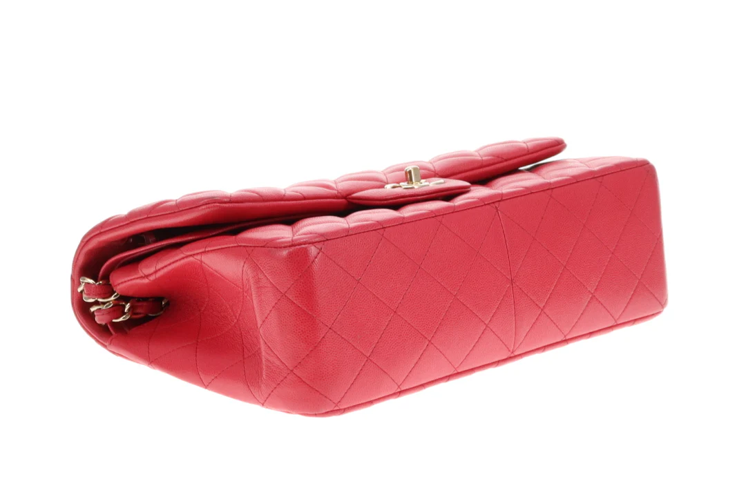 Chanel Classic Jumbo Double Flap Raspberry Caviar GHW 2019 - Image 9