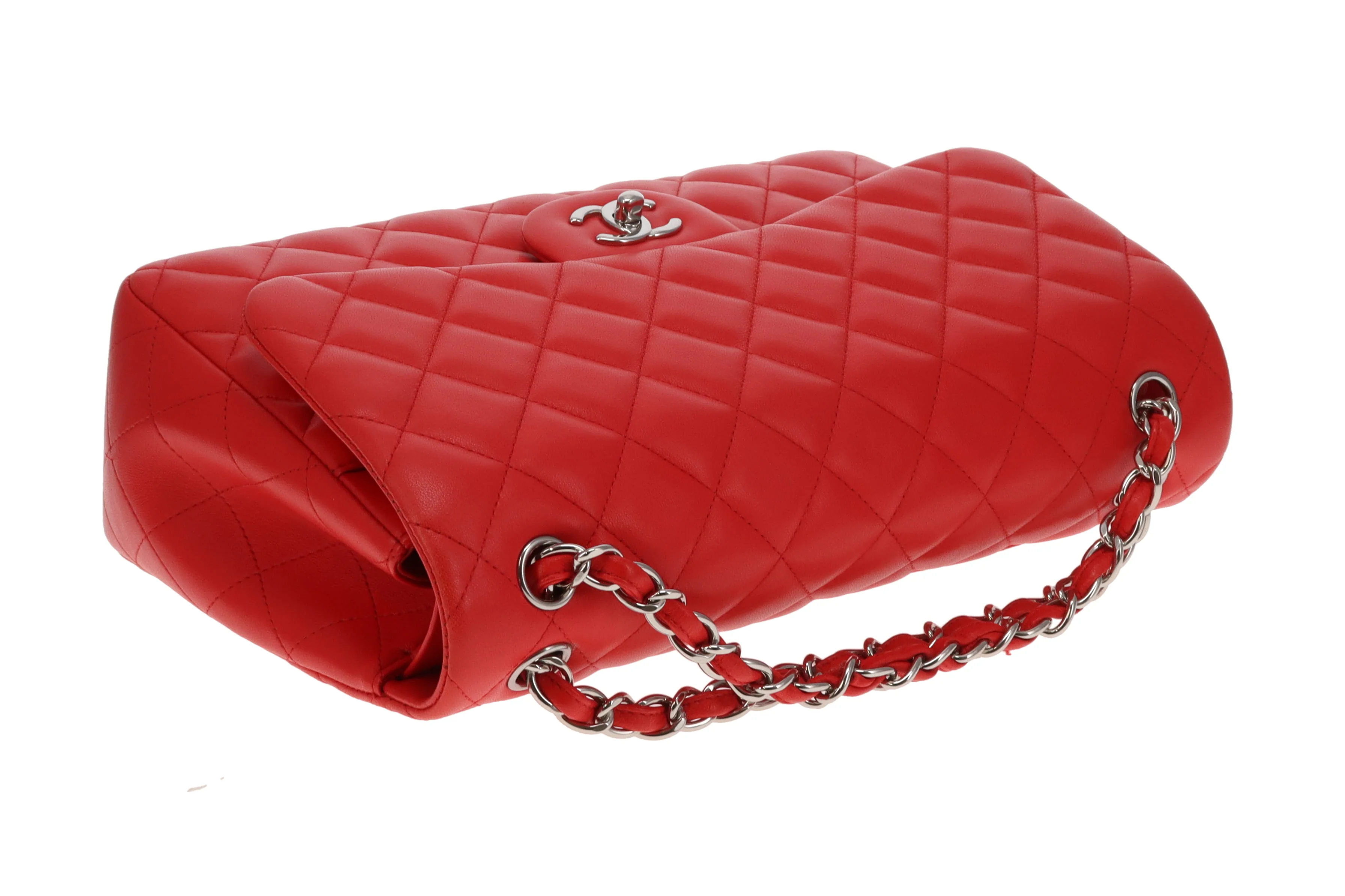 Chanel Classic Jumbo Double Flap Red Lambskin With Silver Hardware 2016/17 - Image 12